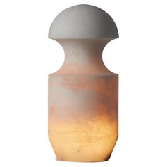 Contemporary large handcrafted table lamp in alabaster, “Bira” by J. Linacisoro