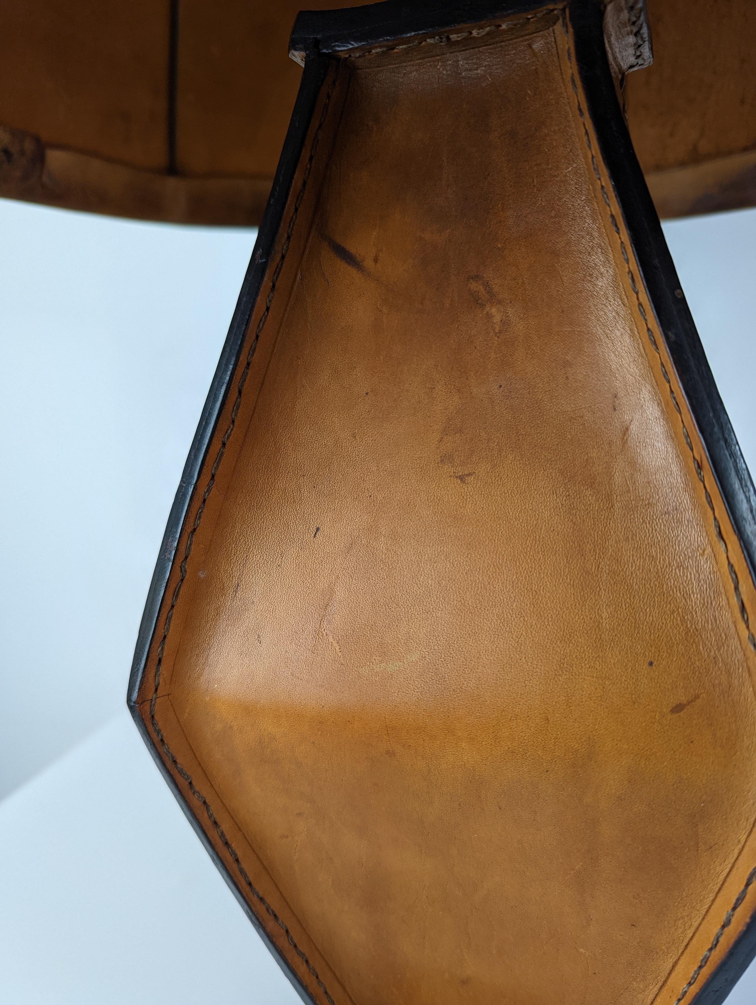 Table Lamp Leather by Jacques Adnet 1940s For Sale 2