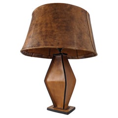 Table Lamp Leather by Jacques Adnet 1940s