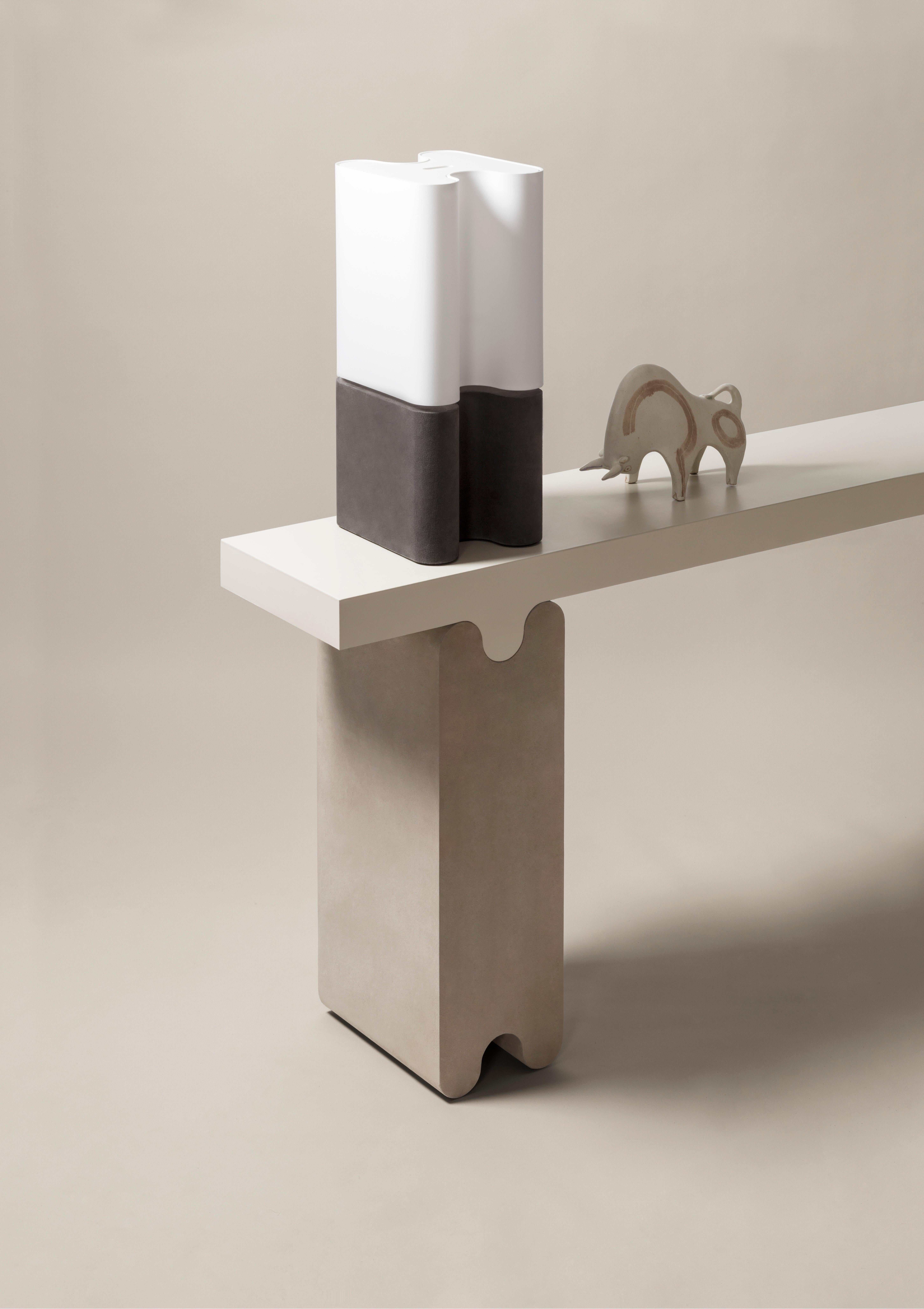Italian Table Lamp Leather Francesco Balzano for Giobagnara Ossicle Table Lamp Large For Sale