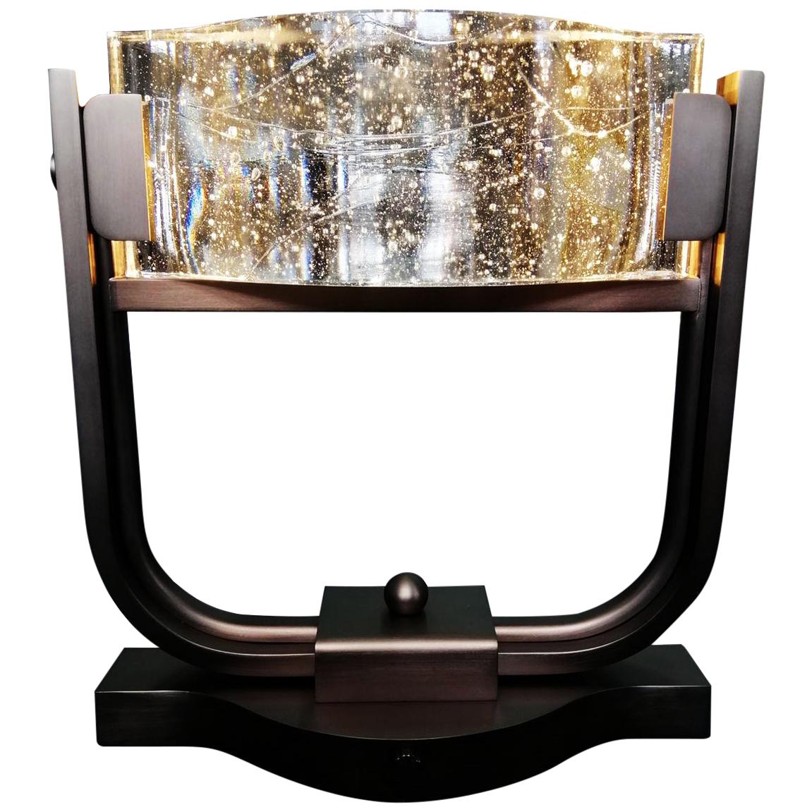 Tischlampe LED Mid Century Rhythm André Fu Living Bronze Messing Glas Neu Modern