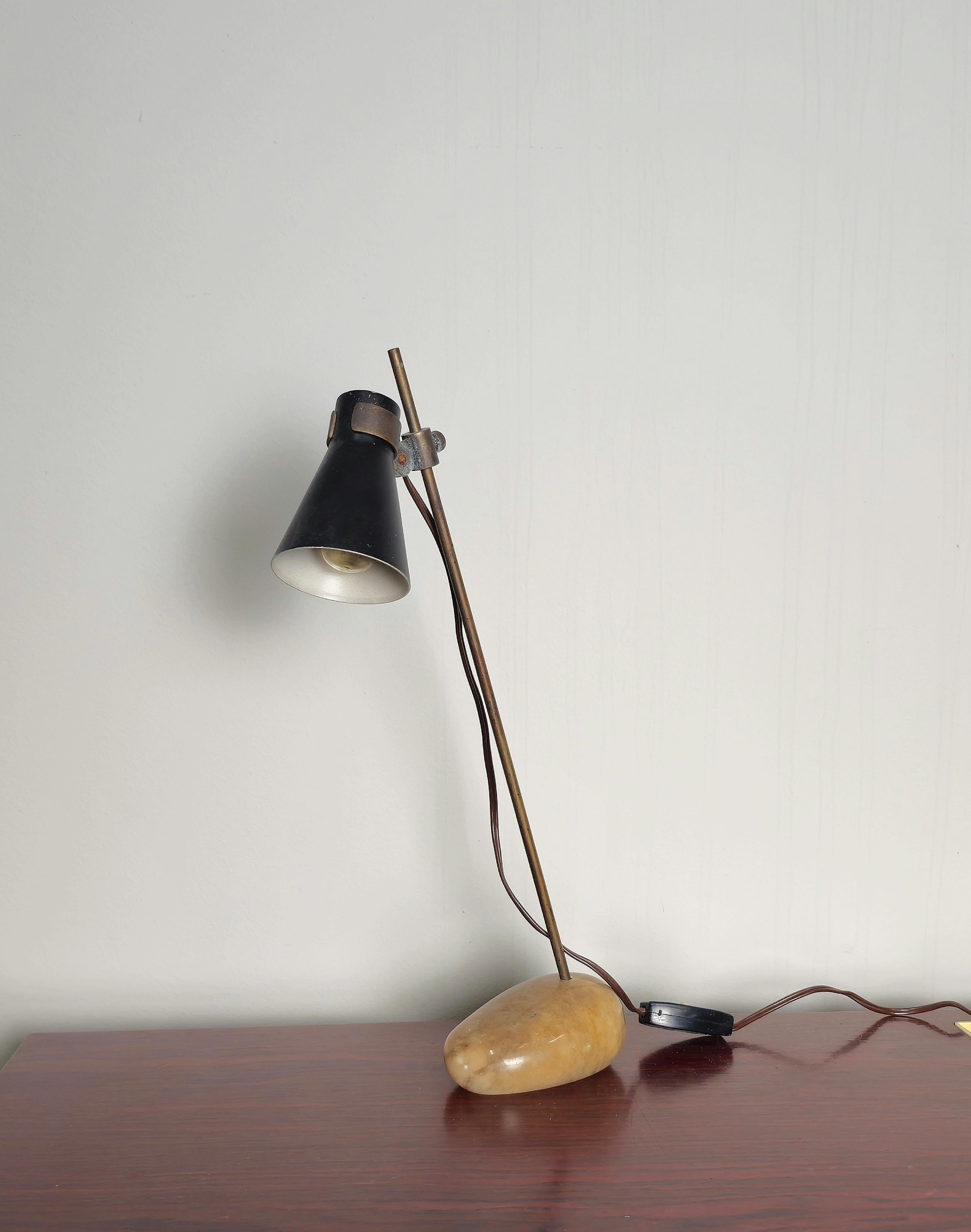 Mid-Century Modern Table Lamp Luigi Caccia Dominioni Sasso Brass Aluminum Midcentury Italy 1948s