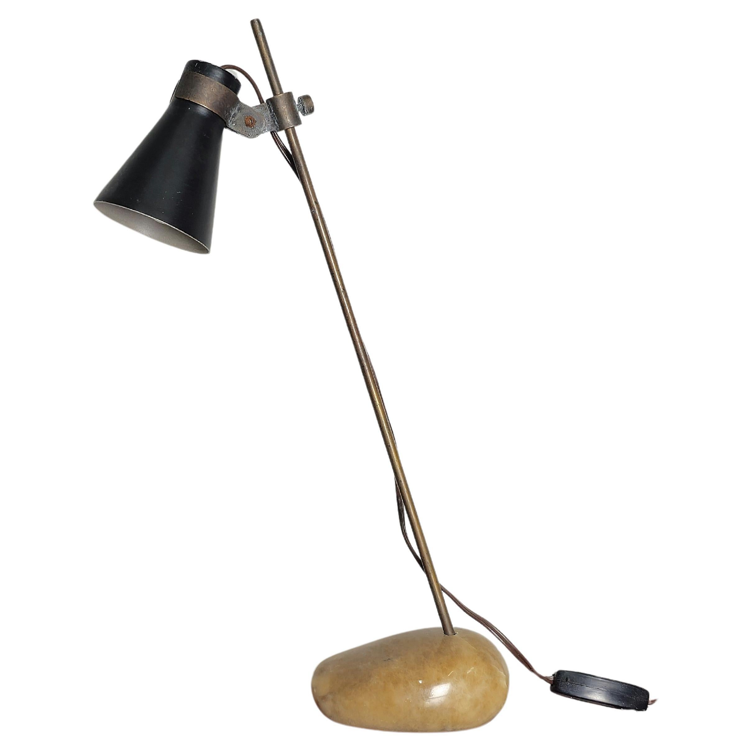 Table Lamp Luigi Caccia Dominioni Sasso Brass Aluminum Midcentury Italy 1948s