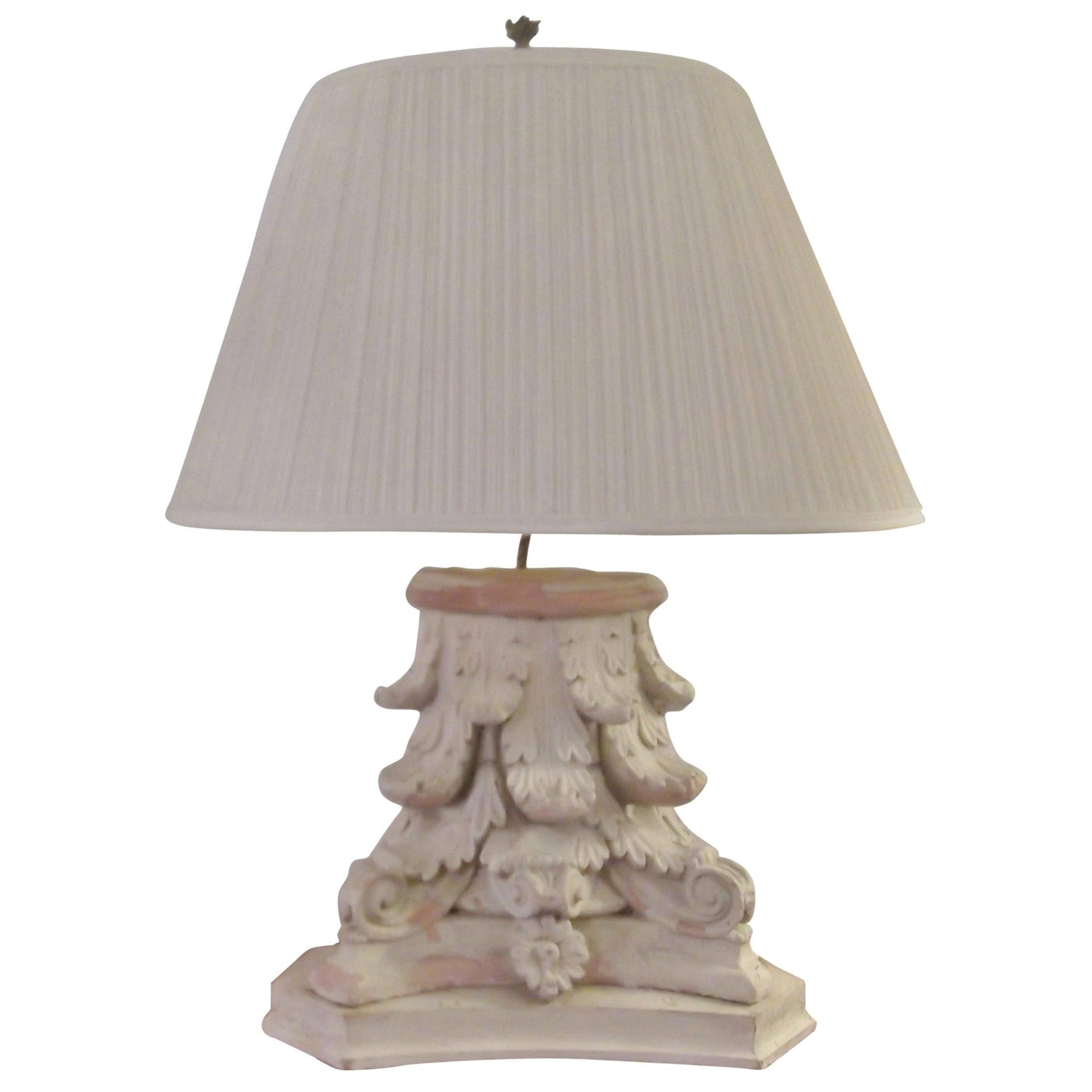 Table Lamp Made from a NYC Building Architectural Support Capitol For Sale