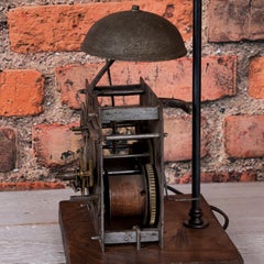 Table Lamp Made from Antique Swedish Grandfather Clockworks