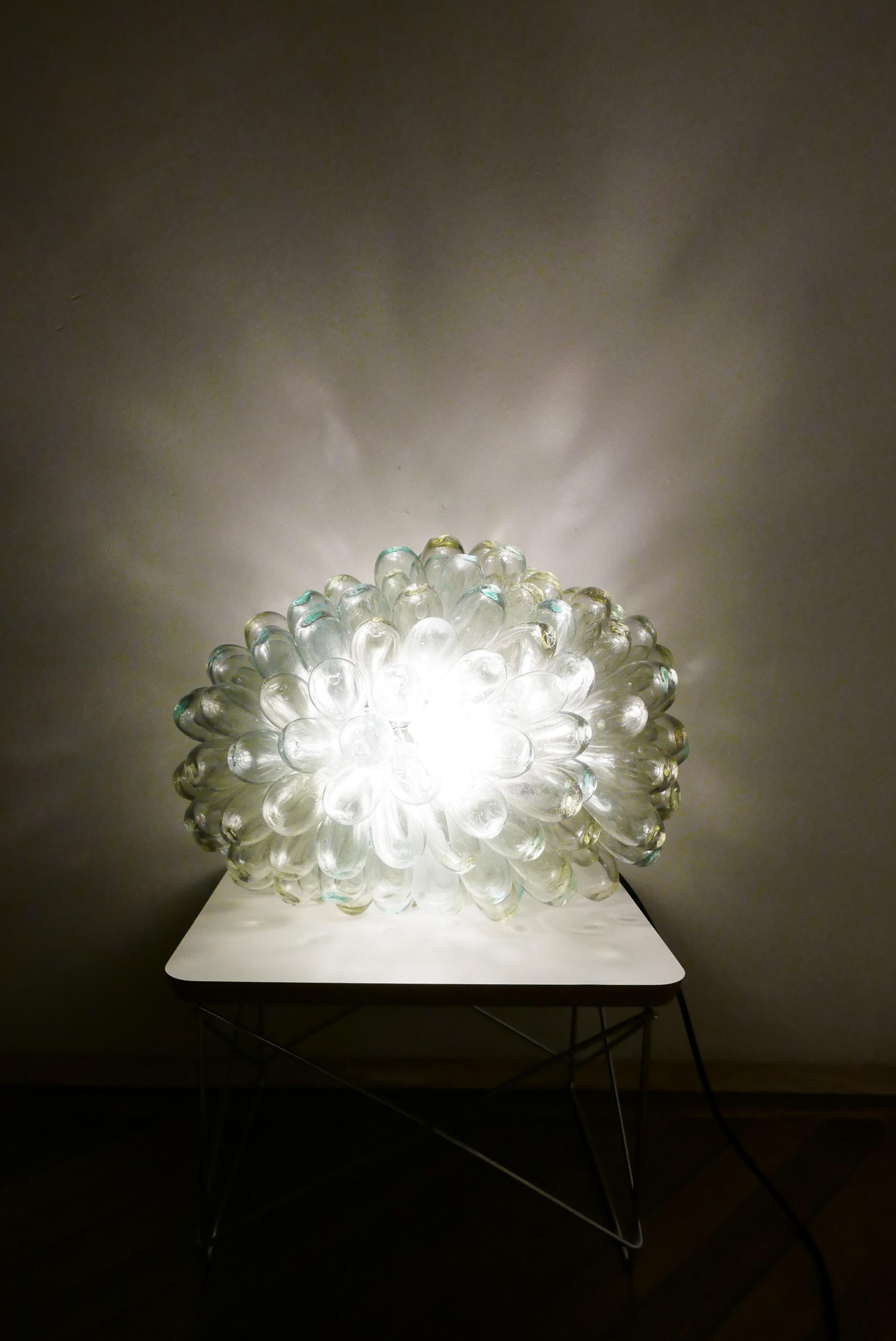 Contemporary Tablelamp or floorlamp from mouthblown glass - transparent For Sale