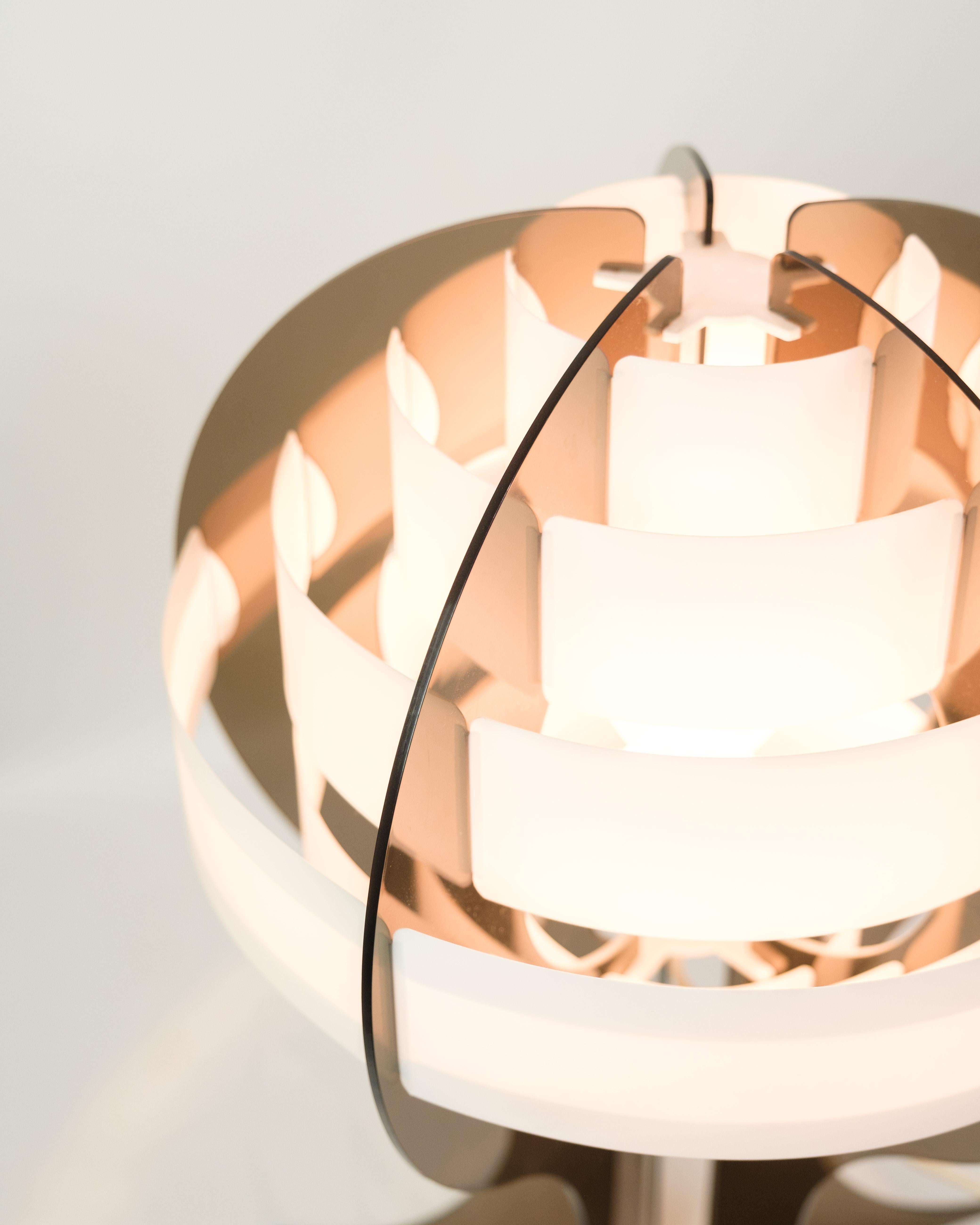 Mid-Century Modern Table Lamp Made In Smoked & White Acrylie Glass By Flemming Brylle From 1960s For Sale