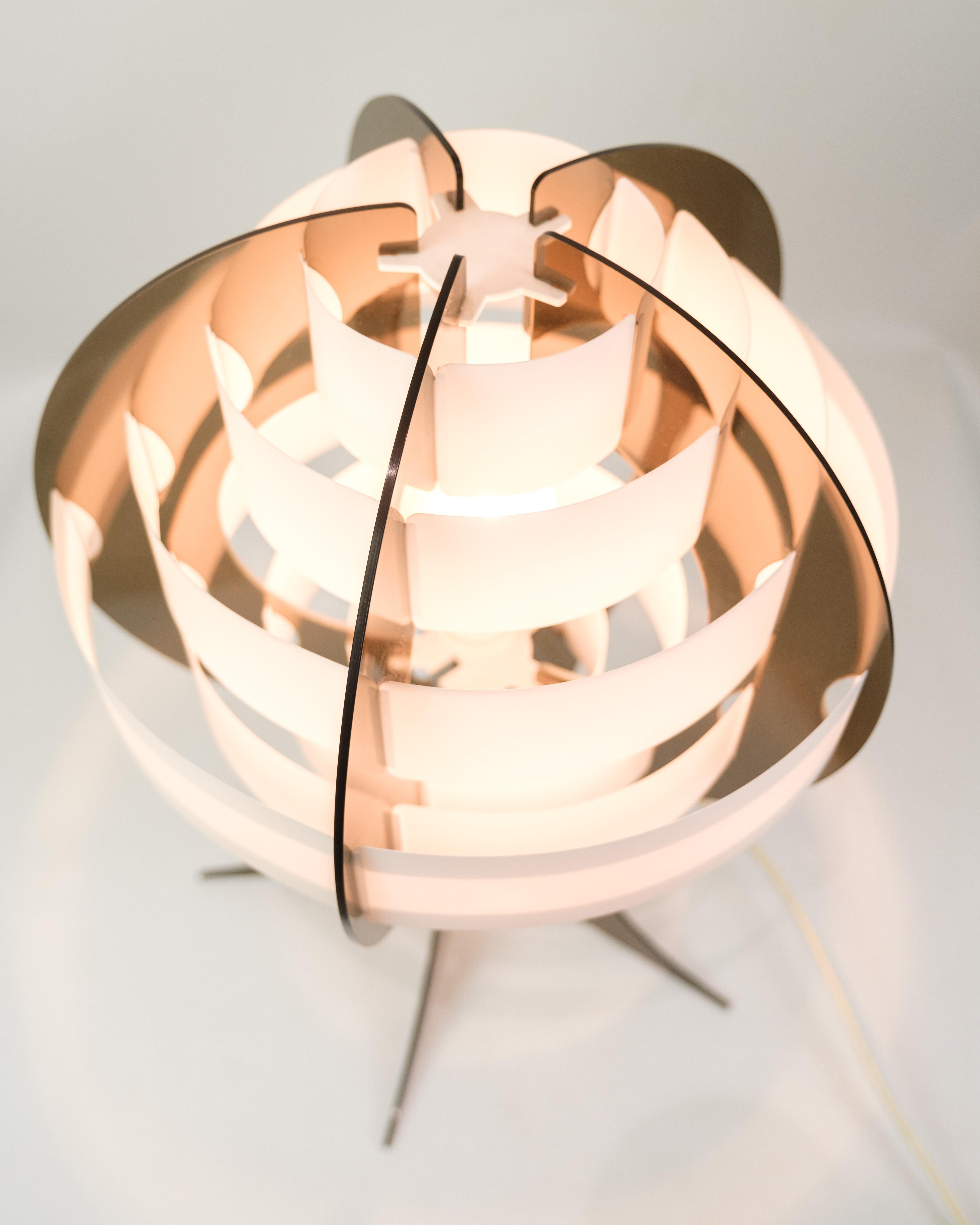 Acrylic Table Lamp Made In Smoked & White Acrylie Glass By Flemming Brylle From 1960s For Sale