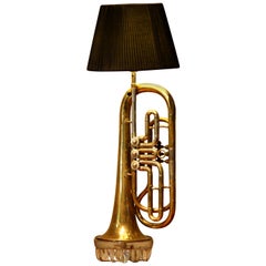 Table Lamp Made of an American Cornet Flaps Trumpet from 1920s, Art Deco