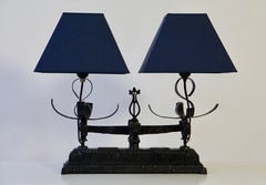 Table Lamp Made of an old Wrought Iron Scale, Balance