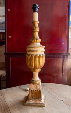 Table Lamp Made with an Antique Polychrome Finial
