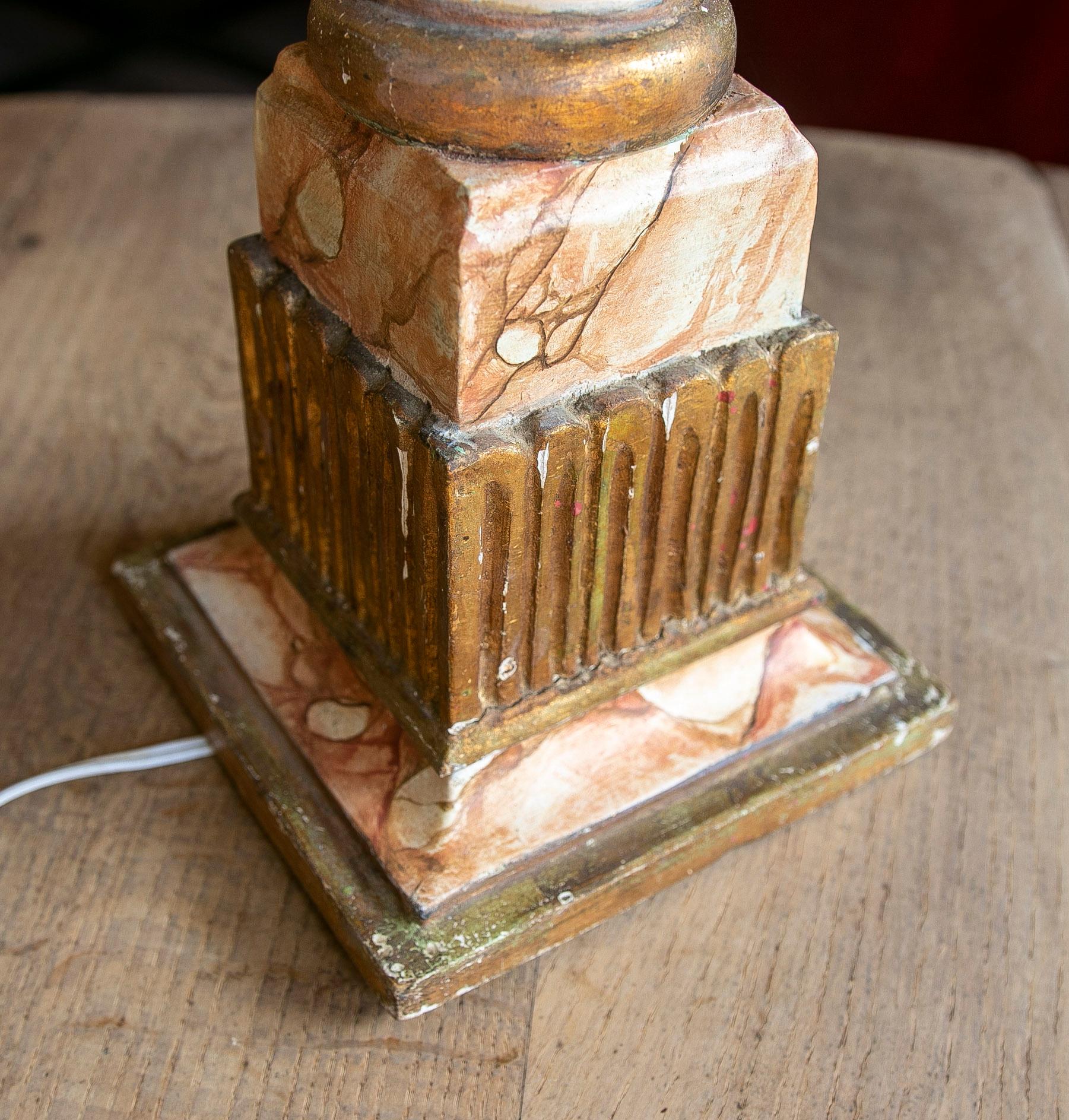 Table Lamp Made with an Antique Polychrome Finial For Sale 2