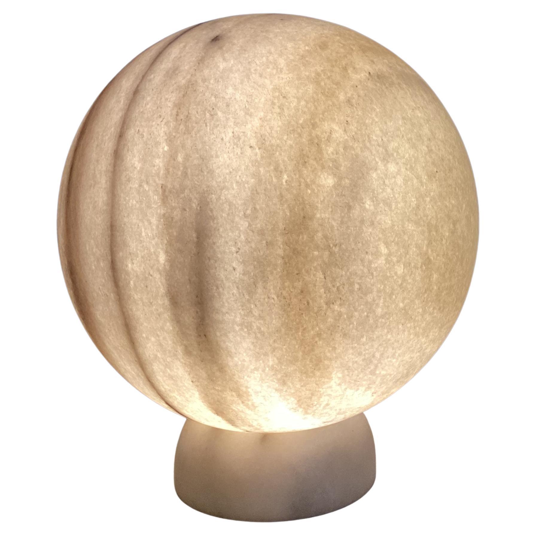 Unique Carved Marble Table Lamp "Moonlight I" by Alba Abiad and Naveen Jose