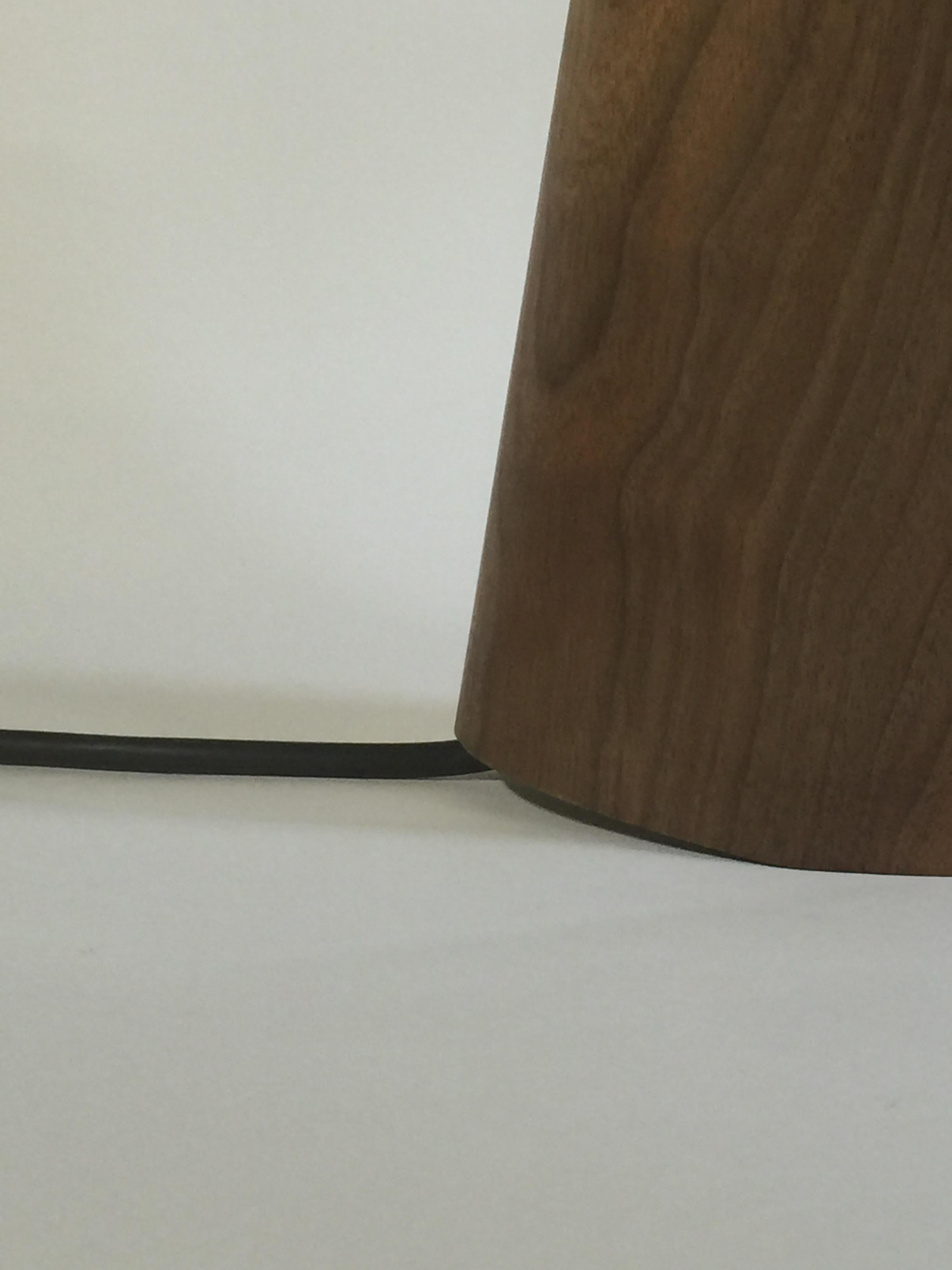 Modern Table Lamp 'Mask' in American Walnut and Silk Shade For Sale