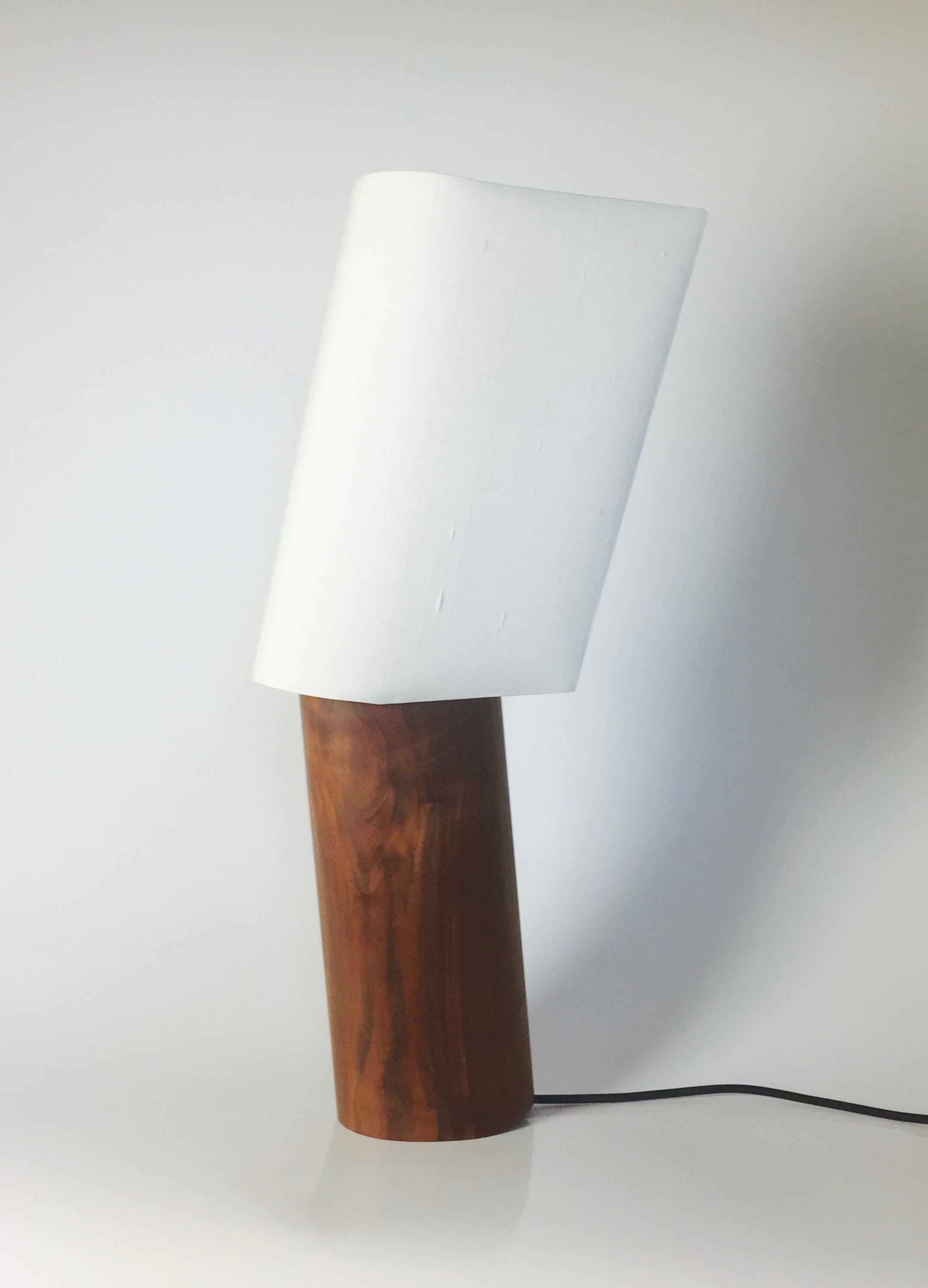 Table Lamp 'Mask' in American Walnut and Silk Shade For Sale 2