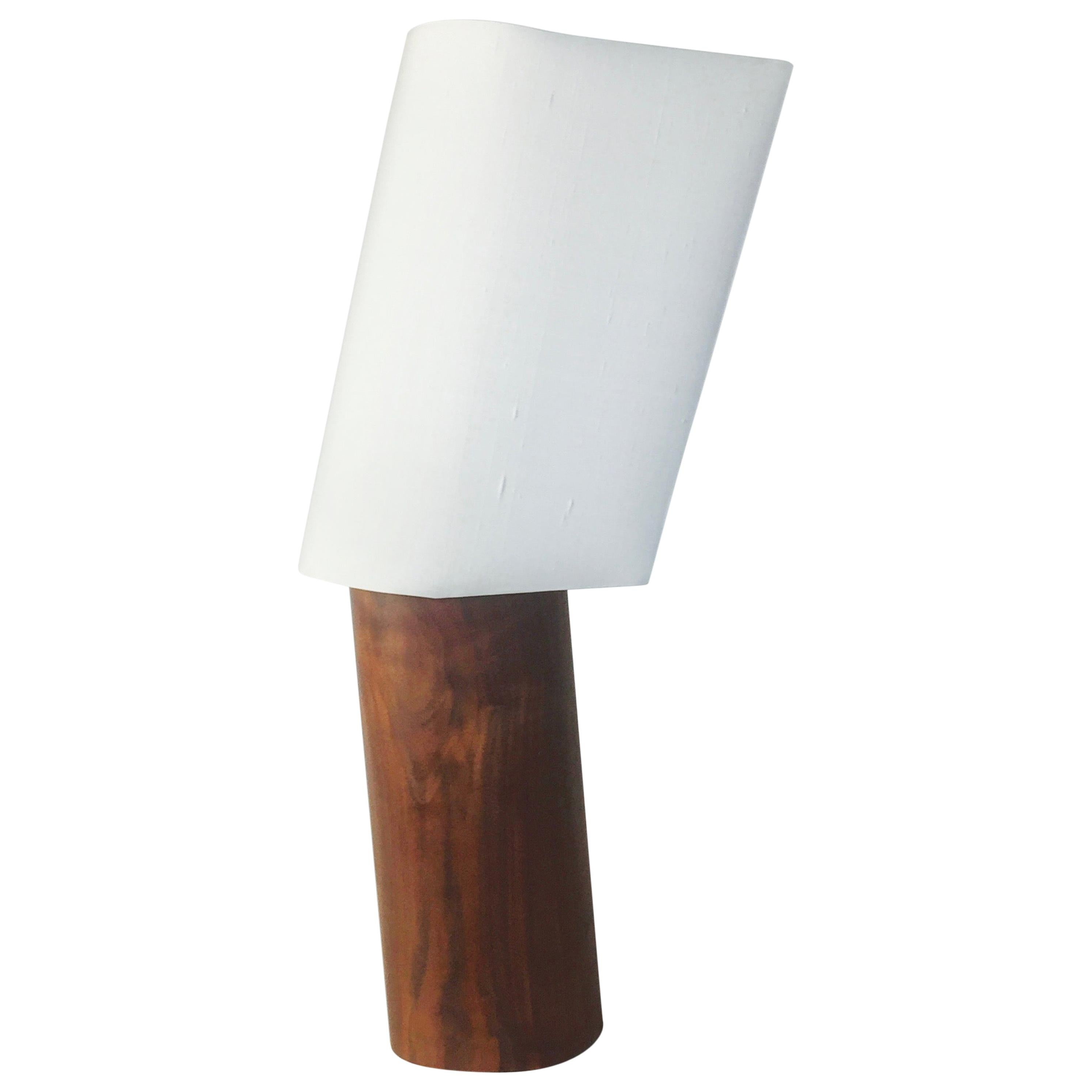 Table Lamp 'Mask' in American Walnut and Silk Shade For Sale
