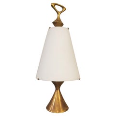 Table Lamp Max Ingrand for Fontana Arte Brass Glass Mid Century, Italy, 1950s
