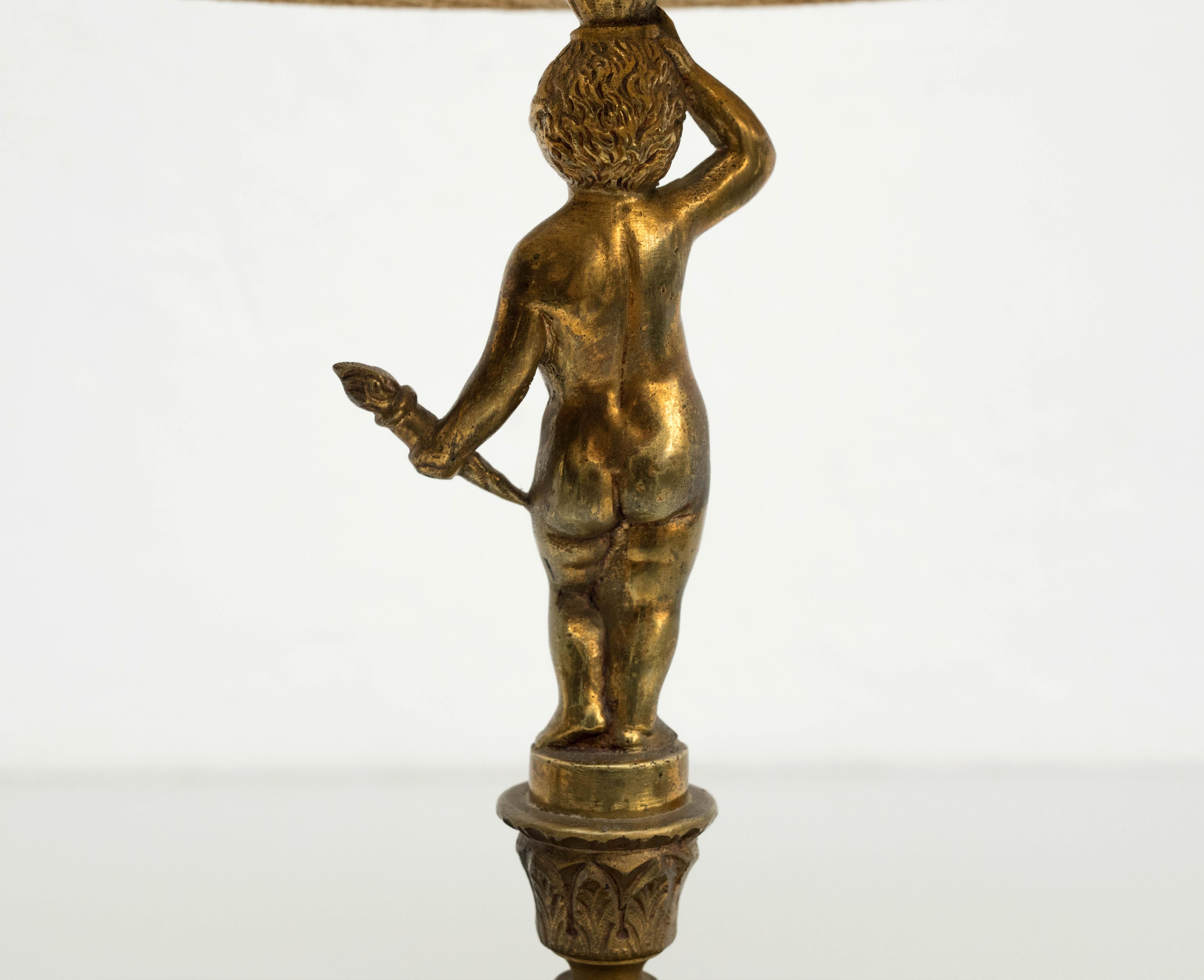 Table Lamp, Metal and Marble, Circa 1950 For Sale 4