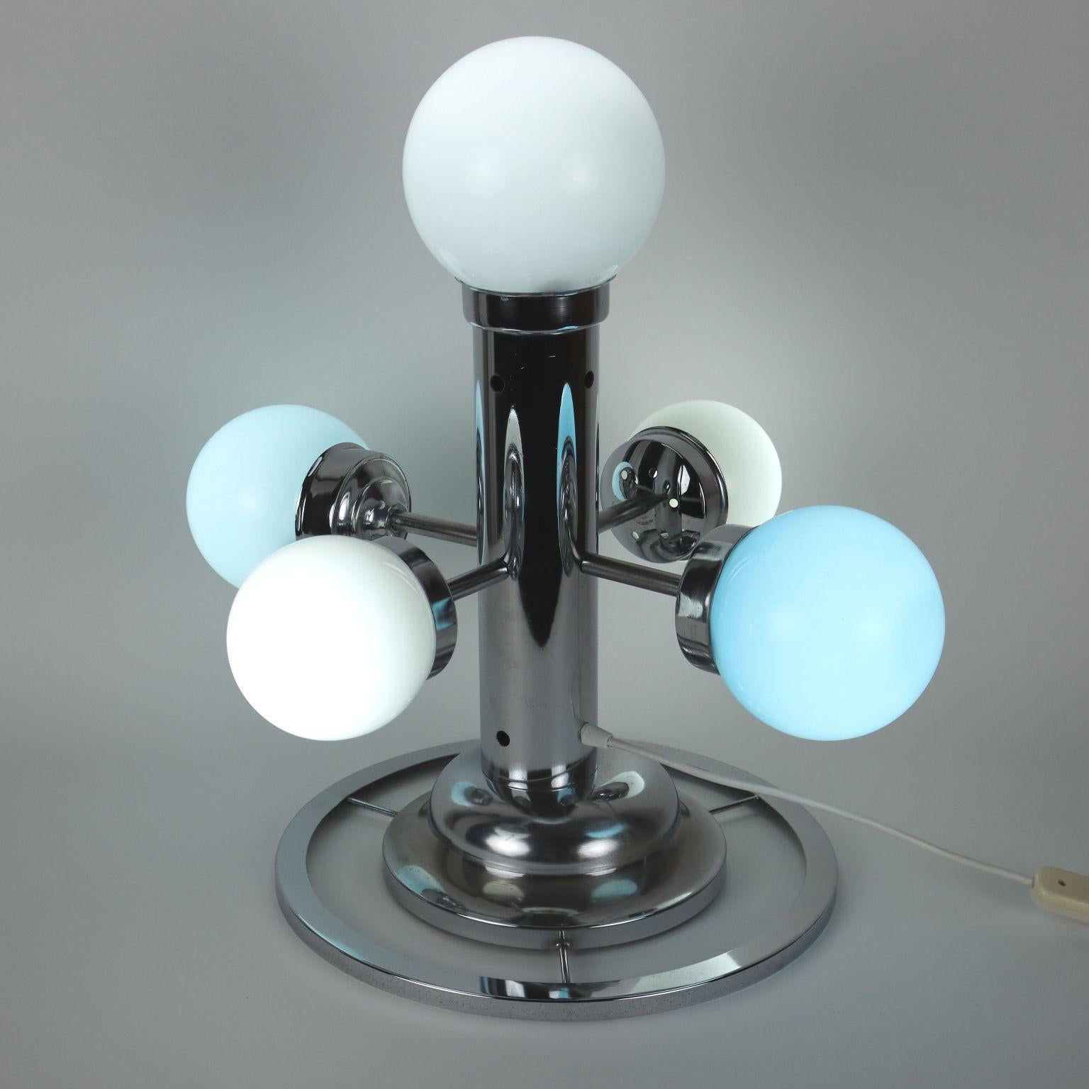 Mid-Century Modern Table Lamp Metal Glass Italy, 1960s-1970s