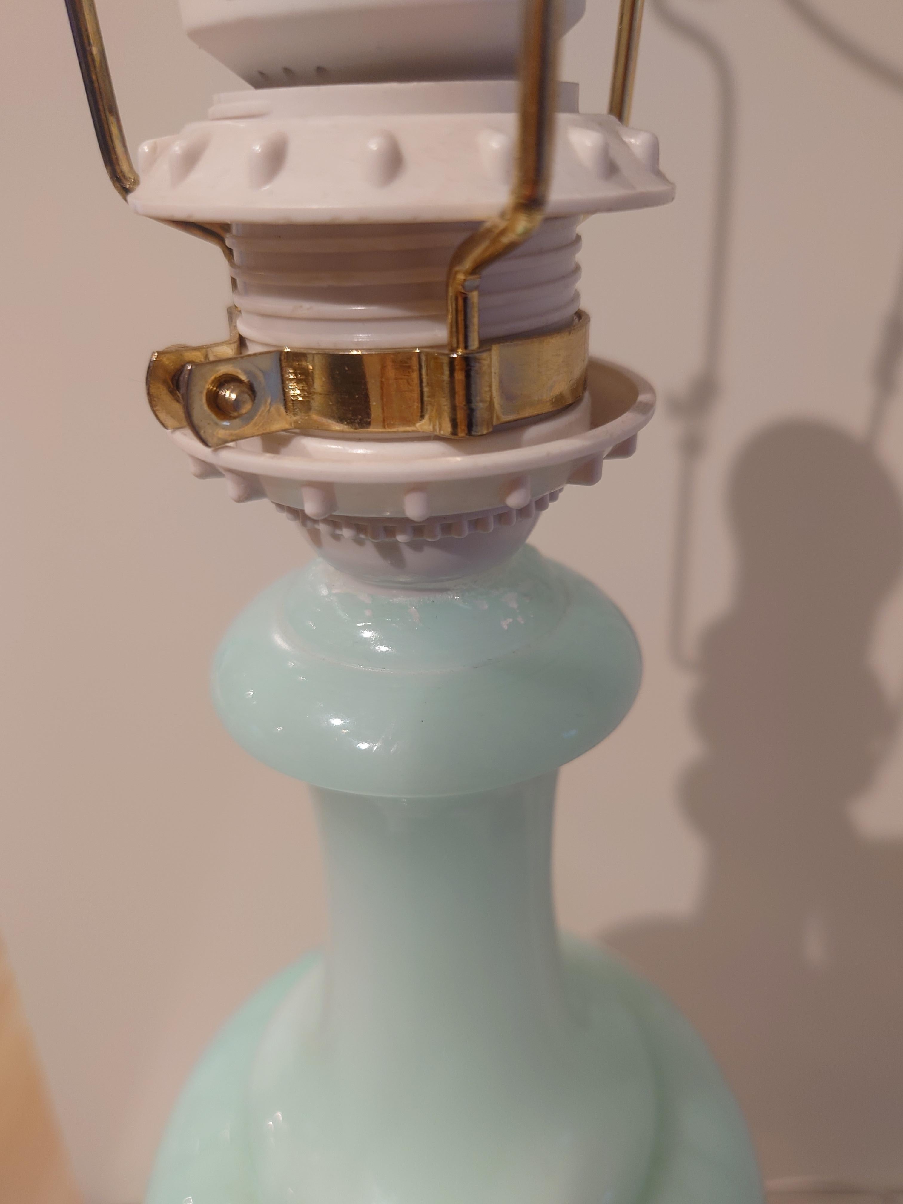 Table lamp Mid-Century Italian Mint Green Alabasterer and Giltwood Lamps For Sale 11