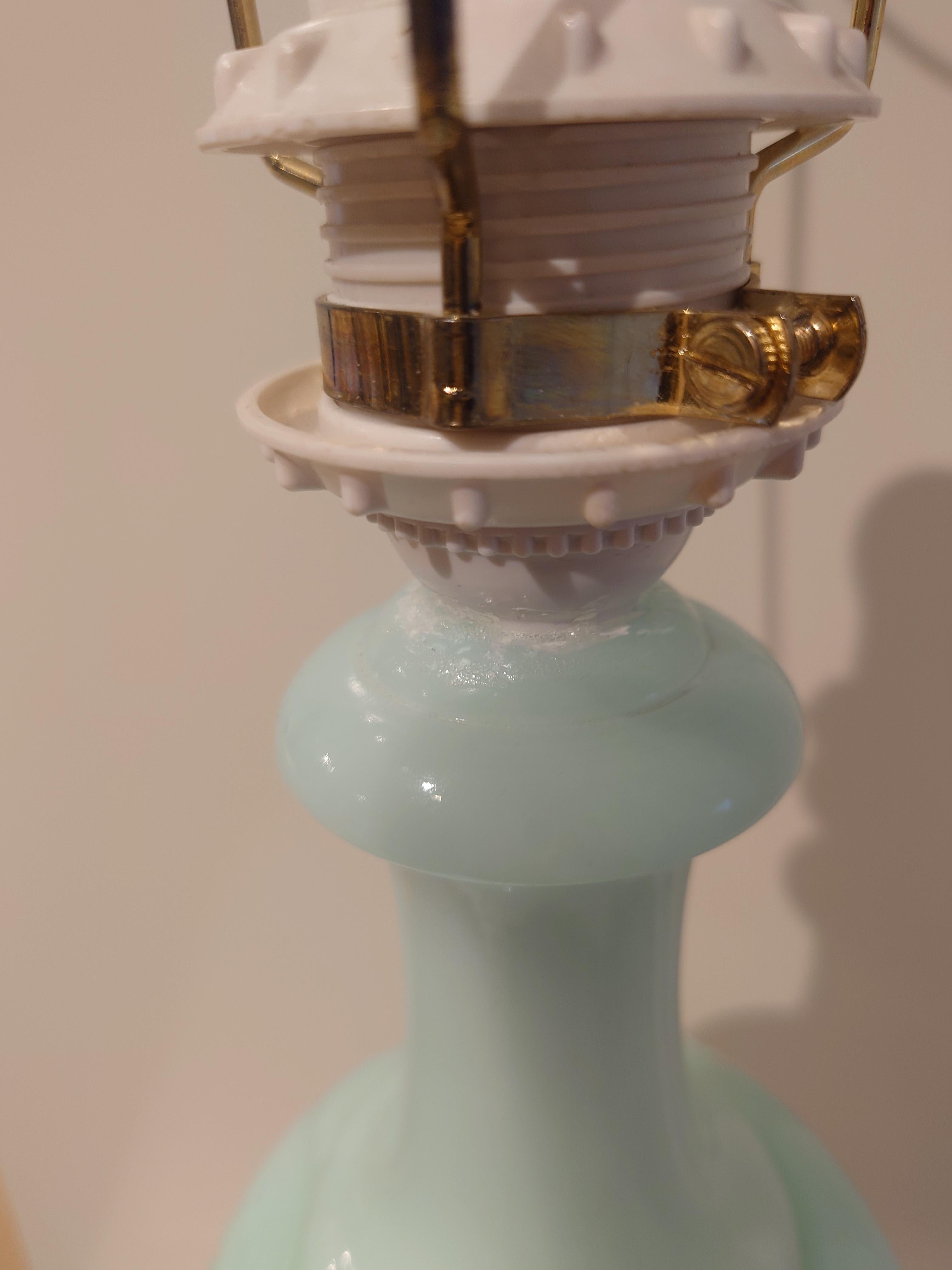 Table lamp Mid-Century Italian Mint Green Alabasterer and Giltwood Lamps For Sale 13