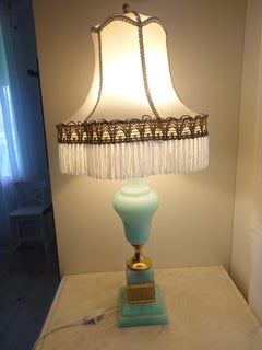 Table lamp Mid-Century Italian Mint Green Alabasterer and Giltwood Lamps