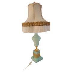 Table lamp Mid-Century Italian Mint Green Alabasterer and Giltwood Lamps