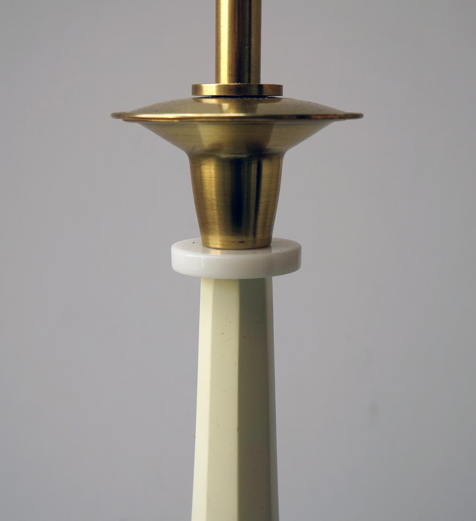 20th Century Table Lamp Mid-Century Modern Architectural Wood and Brass, 1950s