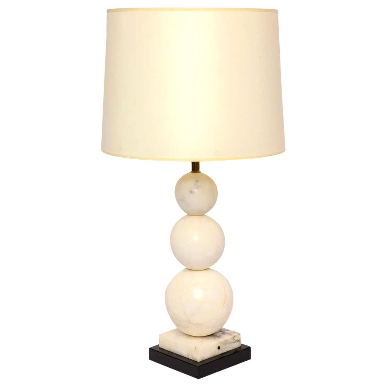 Table Lamp Mid-Century Modern Marble Cubist Spheres, Italy, 1940s For Sale
