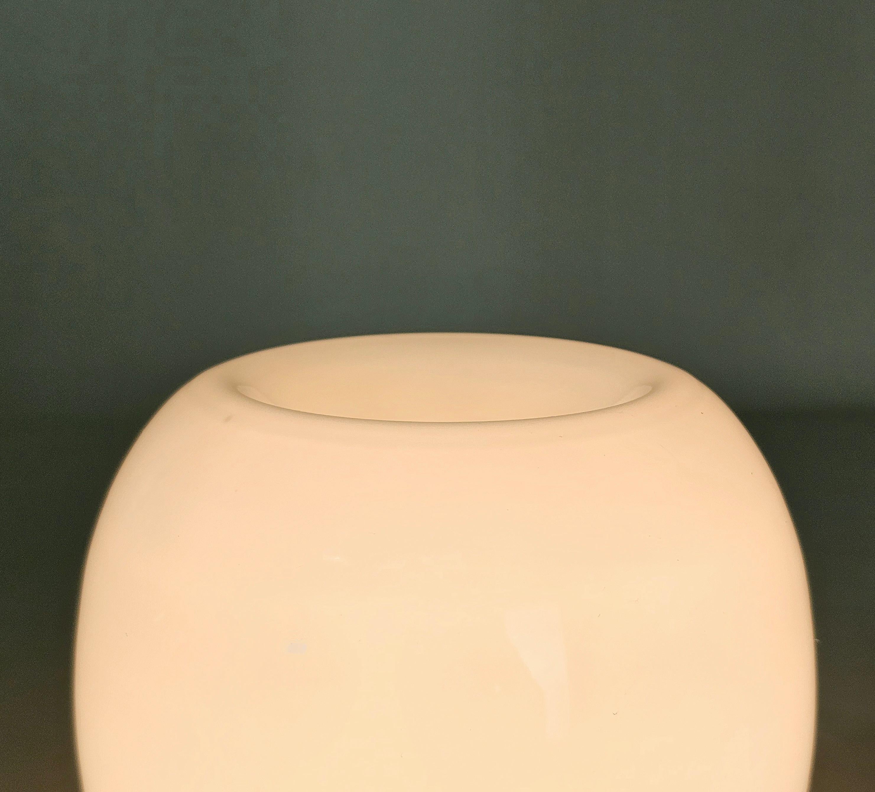 Table Lamp Milk Glass Chromed Metal Midcentury Modern Italian Design 1960s For Sale 3