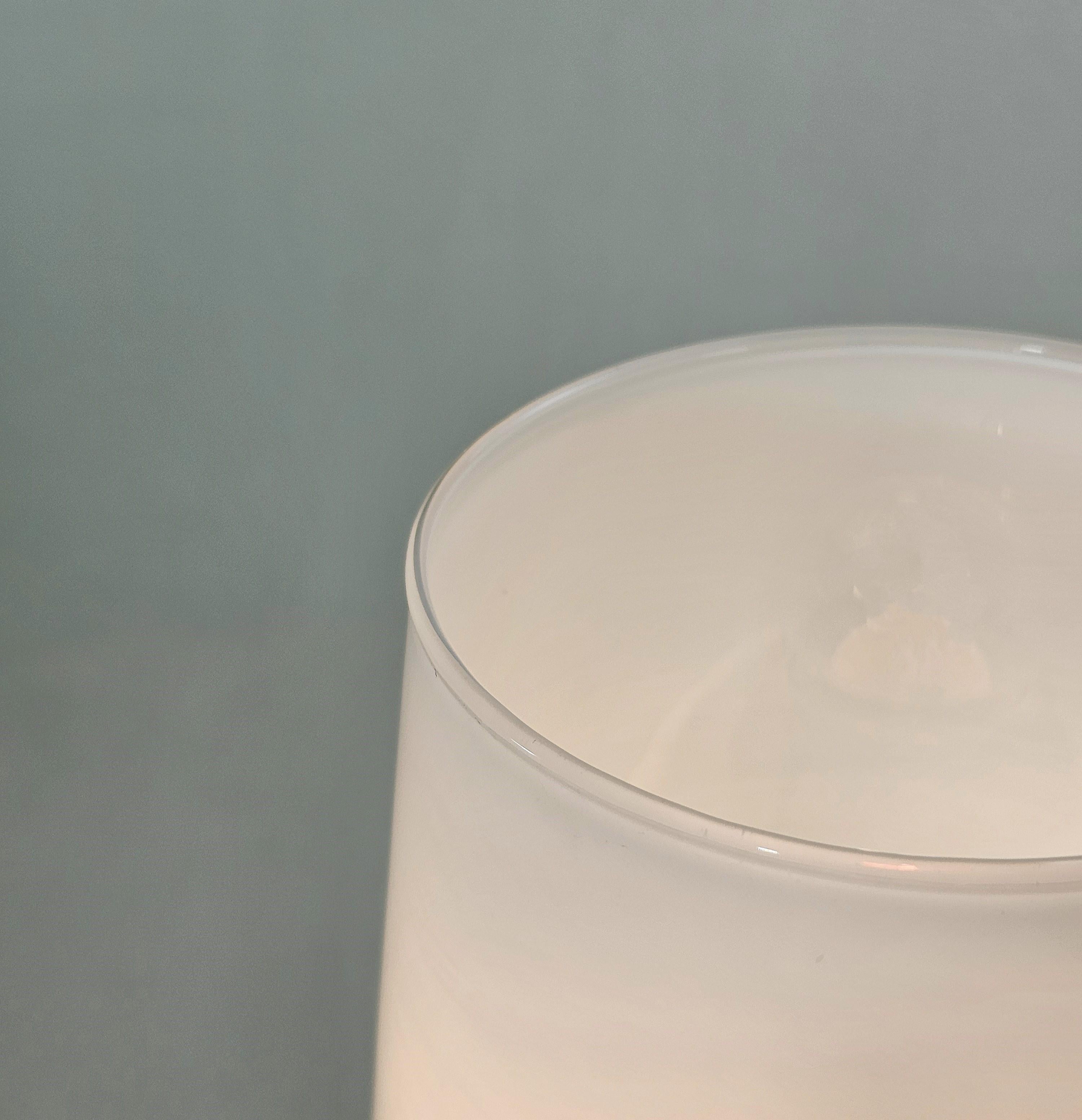 Mid-Century Modern Table Lamp Milk Glass Enamelled Metal Midcentury Modern Italian Design 1960s  For Sale