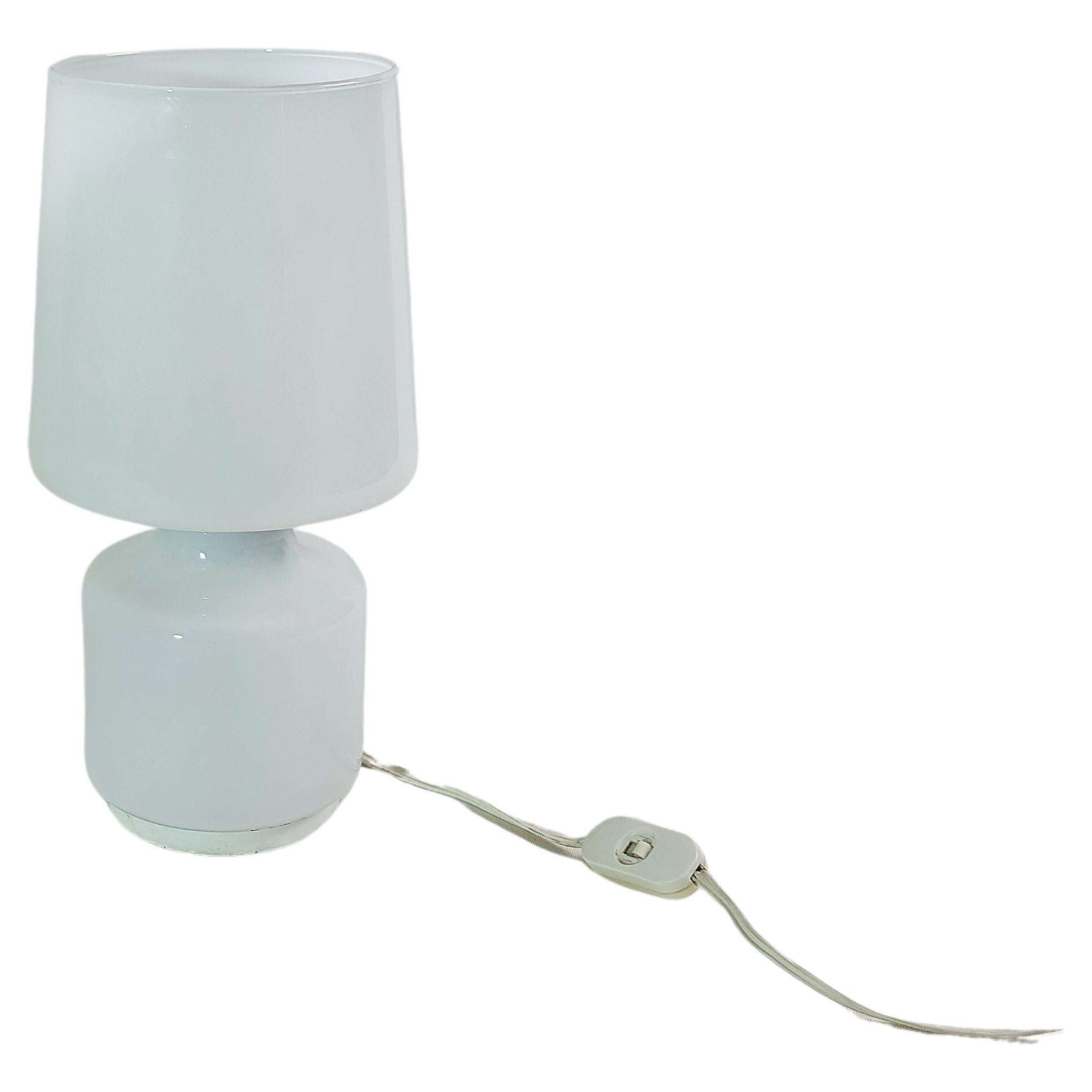 Table Lamp Milk Glass Enamelled Metal Midcentury Modern Italian Design 1960s  For Sale