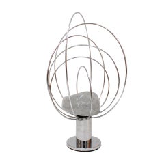 Barnaba Silver Color Table Lamp by Angelo Brotto for Fase. Italy, 1970s.