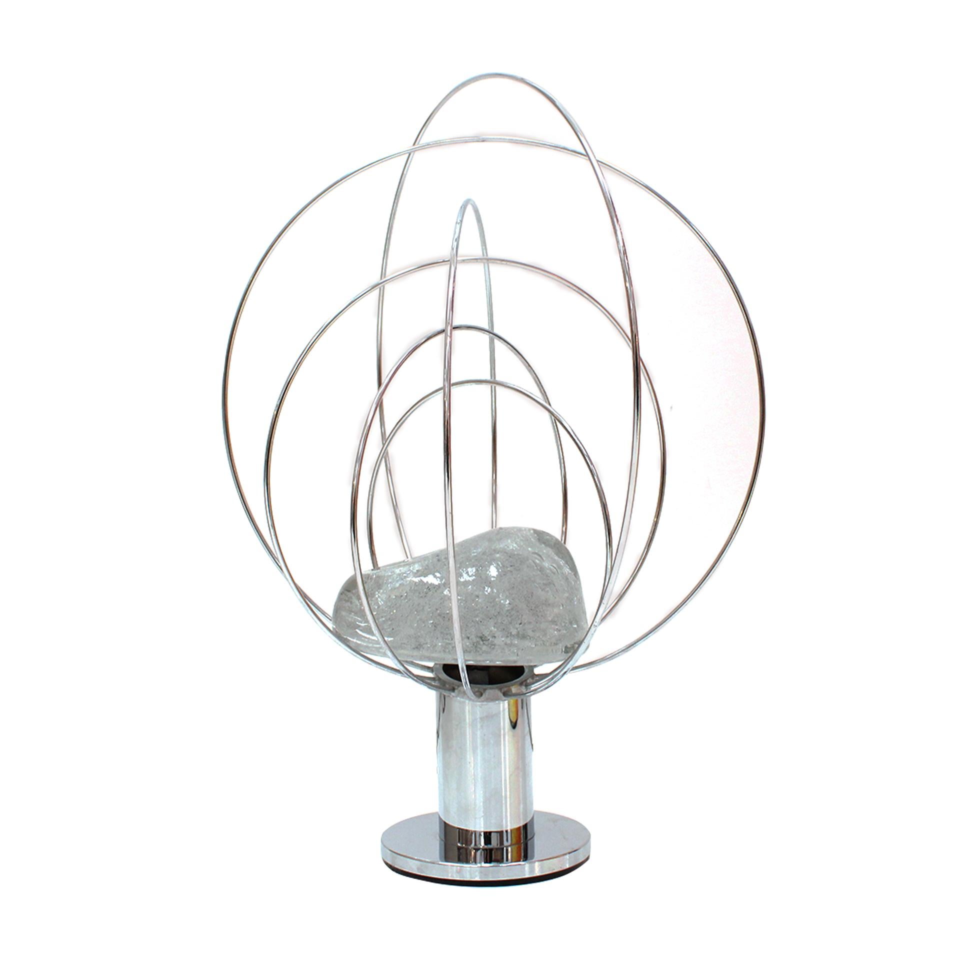 Barnaba Silberfarbene Barnaba-Tischlampe von Angelo Brotto für Fase. Italien, 1970er Jahre. (Moderne der Mitte des Jahrhunderts) im Angebot