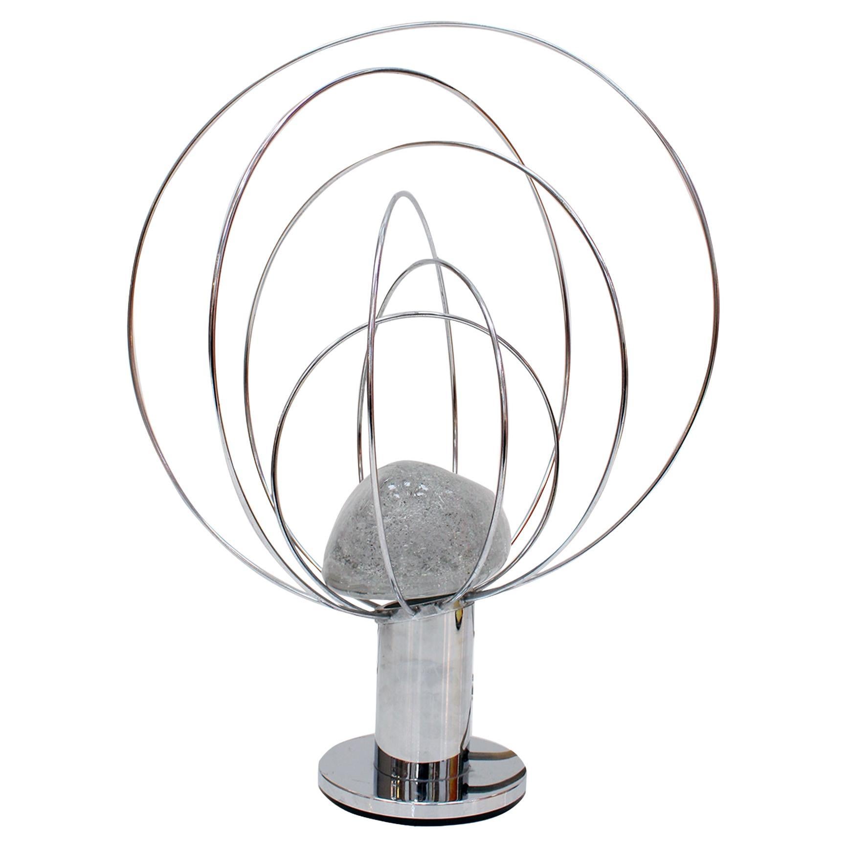 Barnaba Silberfarbene Barnaba-Tischlampe von Angelo Brotto für Fase. Italien, 1970er Jahre. im Angebot