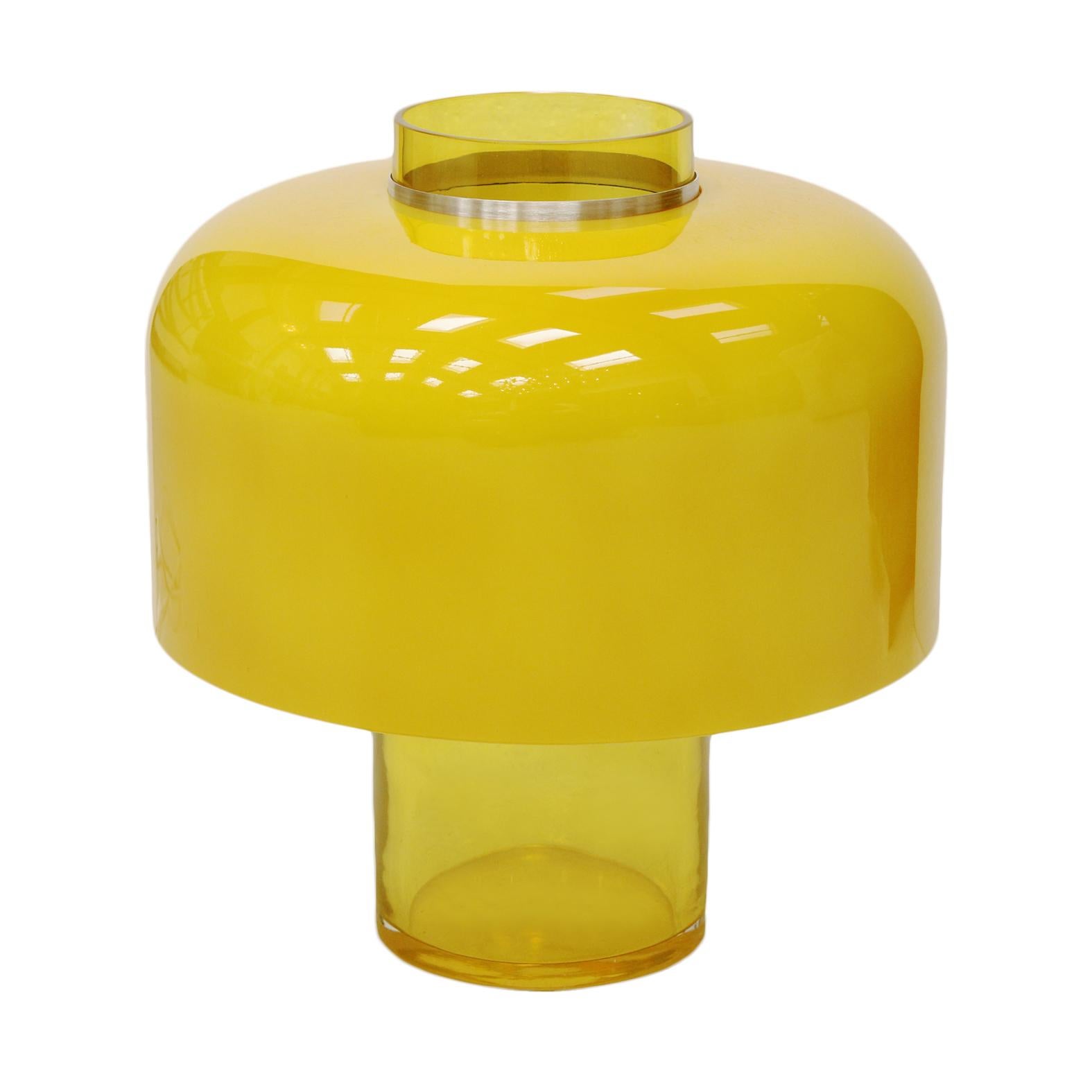 Yellow Glass Rounded Table Lamp Mod. Lt 226 Designed by Carlo Nason  For Sale