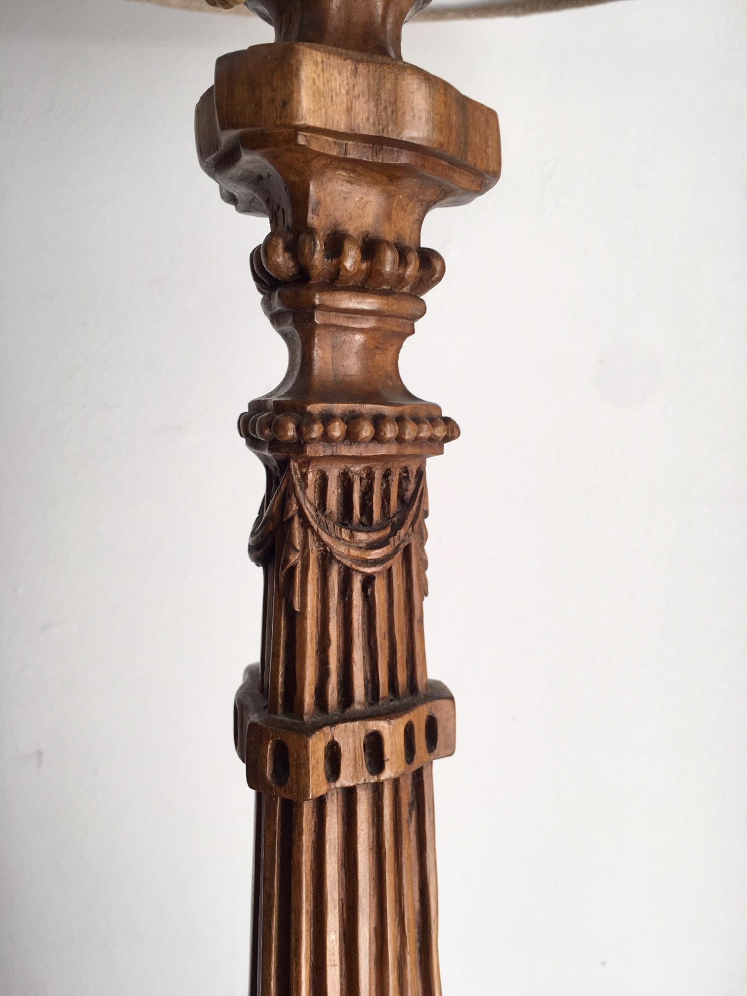 Table Lamp Mounted over 18th Century Portuguese Candle Stick Barroque In Good Condition In Madrid, ES