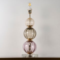 Lampada da tavolo con sfere in vetro di Murano multicolore, Mazzega Vintage Made in Italy in stock