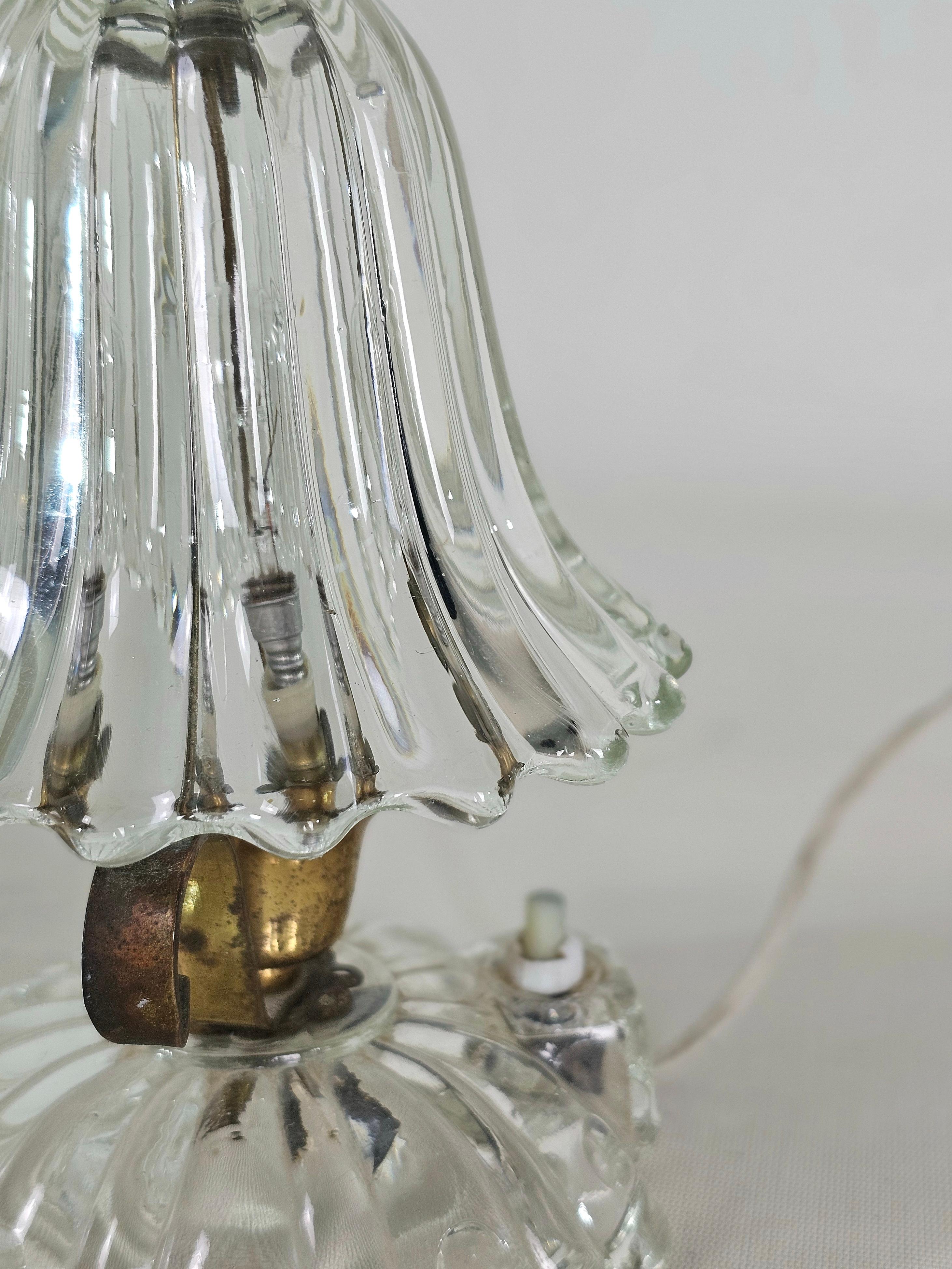 Mid-Century Modern  Table Lamp Murano Glass Brass Barovier&Toso Midcentury Italian Design 1940s For Sale