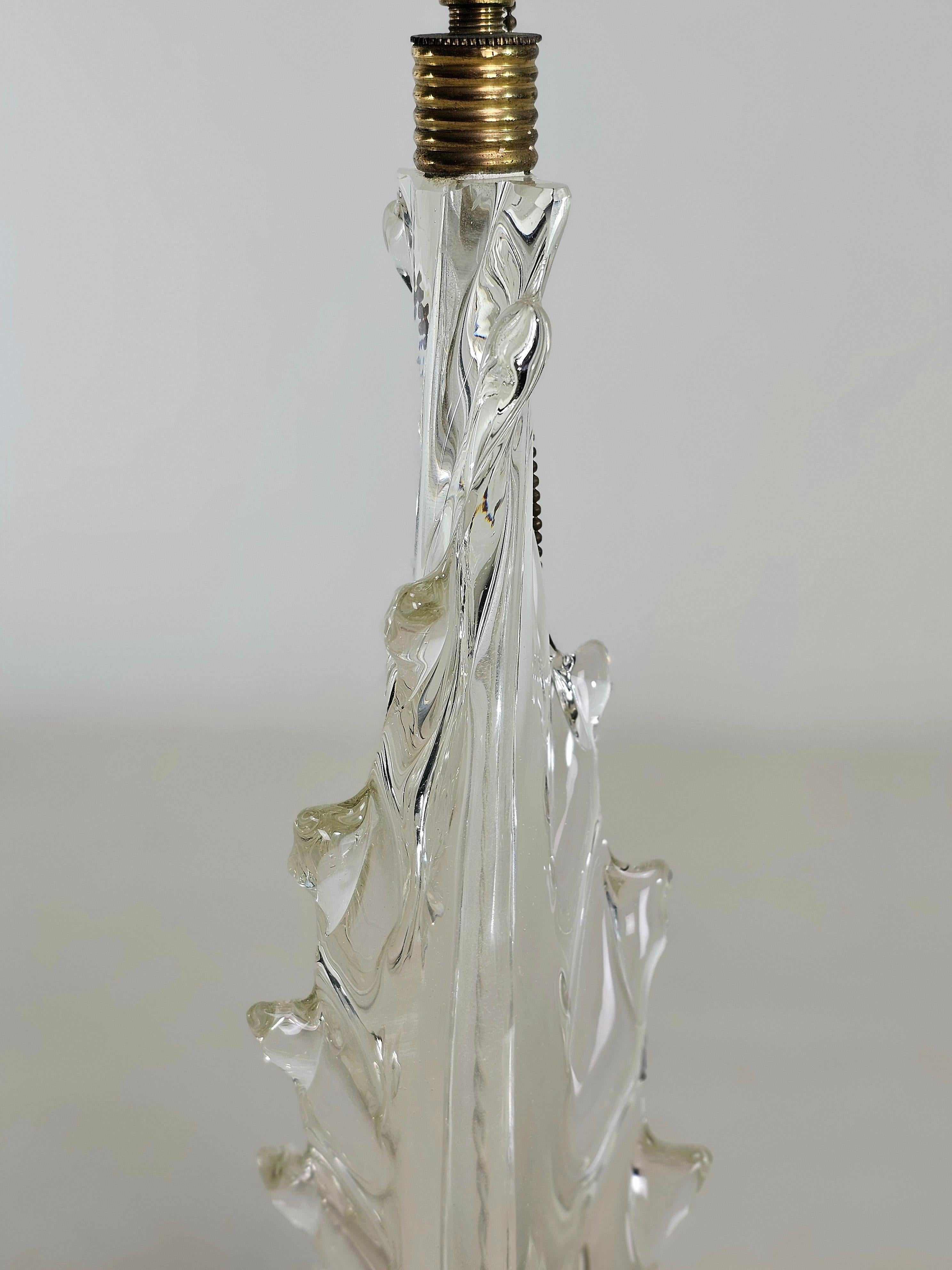 Mid-Century Modern Lampe de table Murano Glass Brass Barovier&Toso Midcentury Italian Design 1940s
