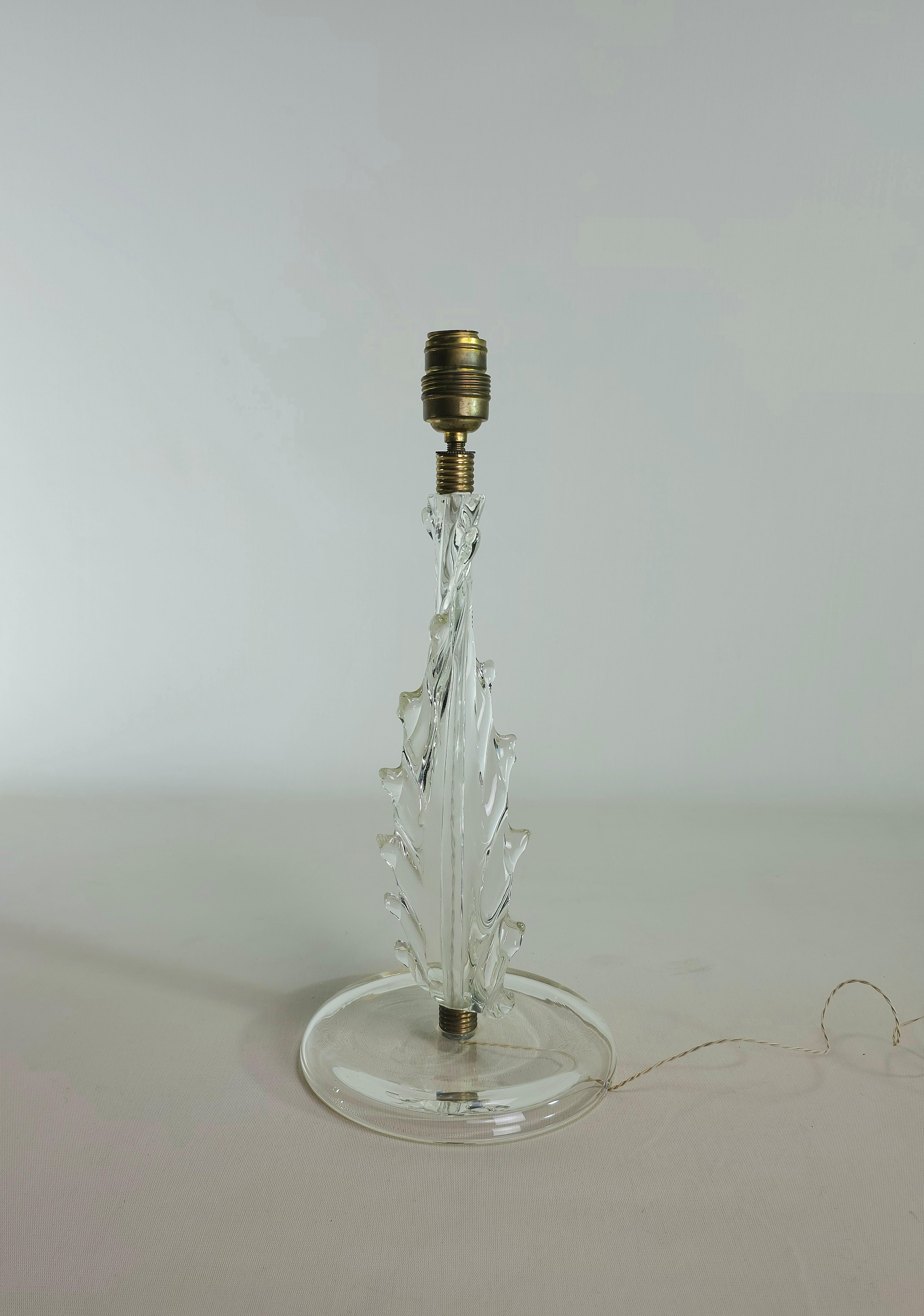 Table Lamp Murano Glass Brass Barovier&Toso Midcentury Italian Design 1940s In Good Condition In Palermo, IT