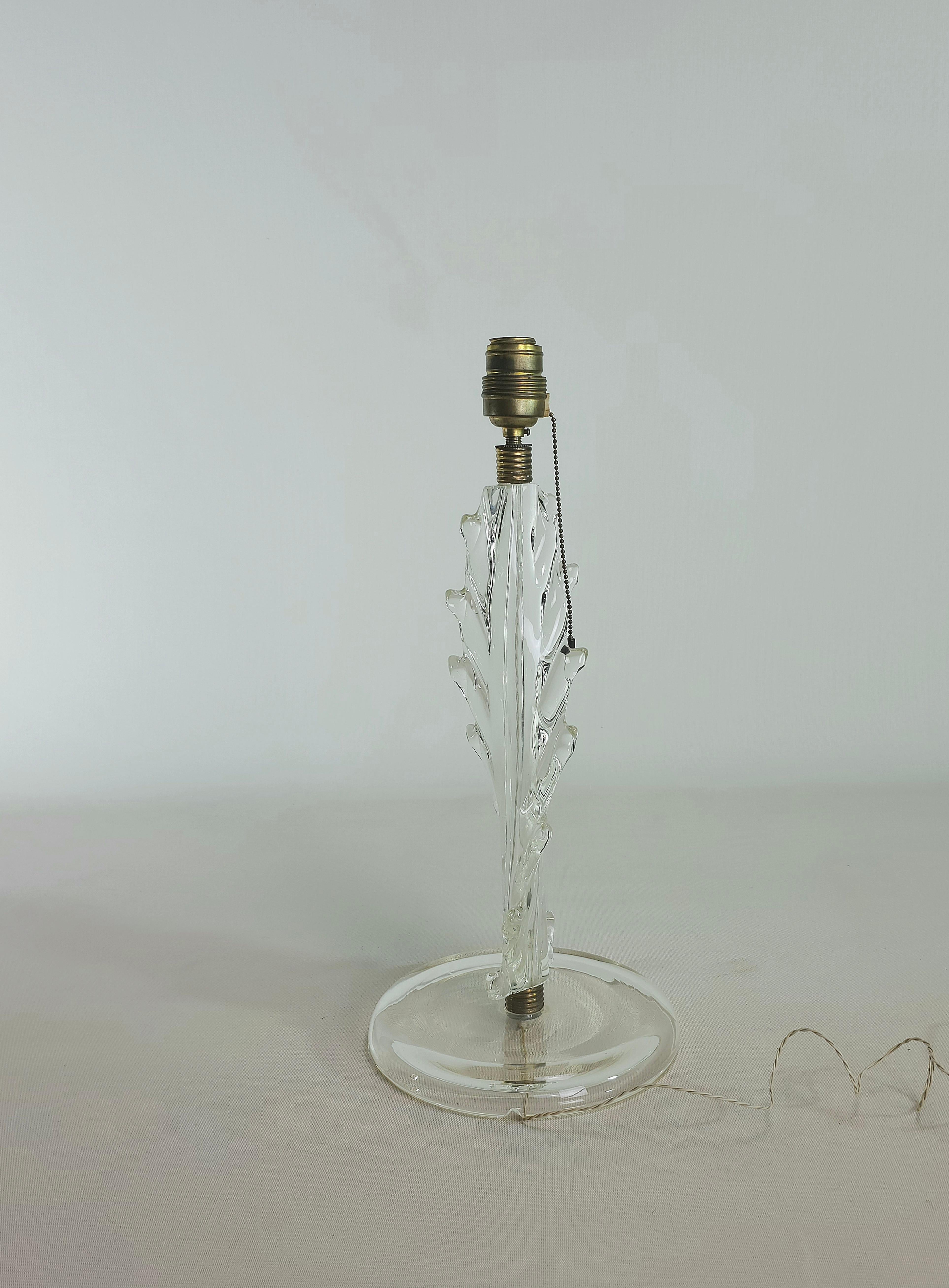 20th Century Table Lamp Murano Glass Brass Barovier&Toso Midcentury Italian Design 1940s