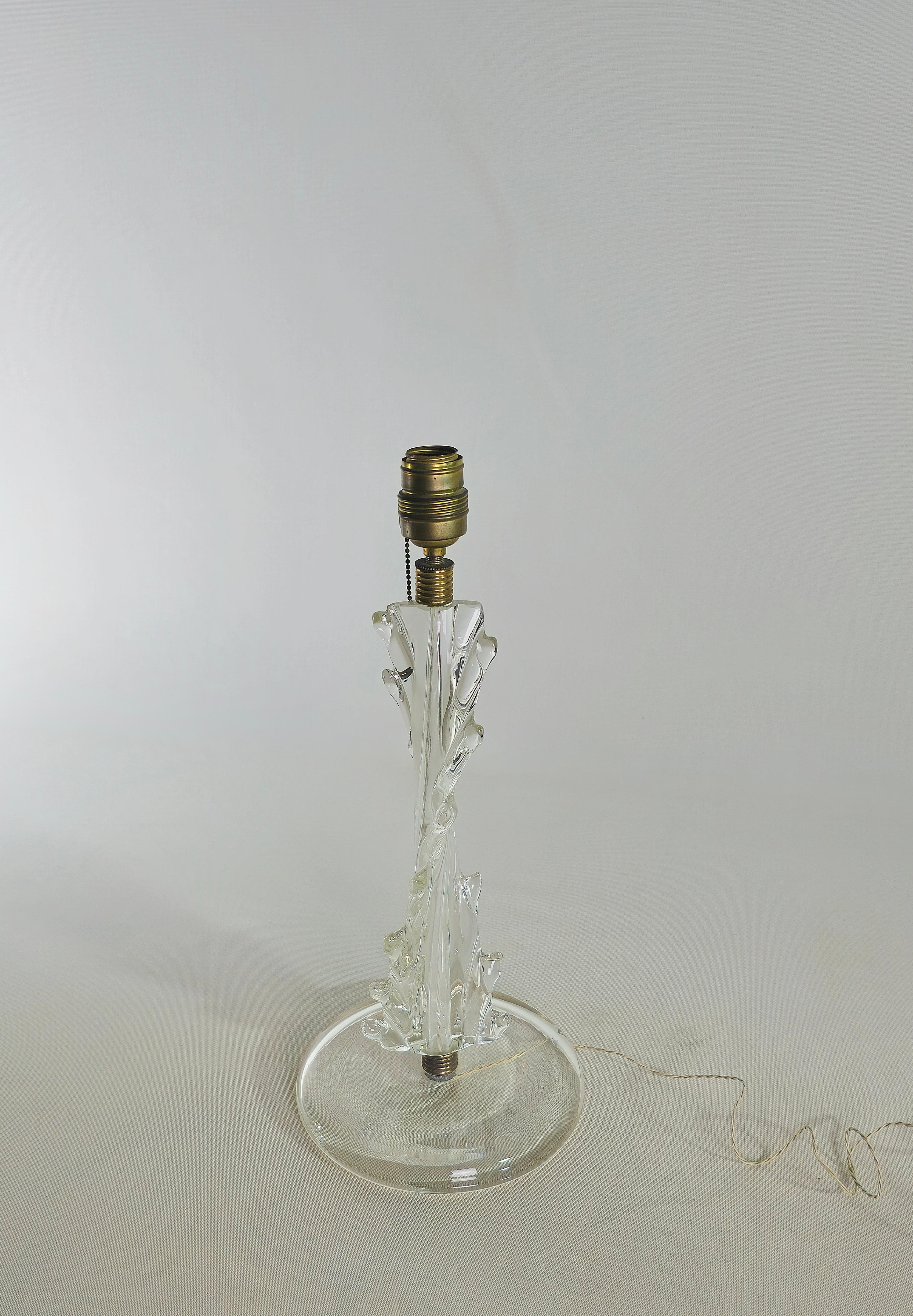 20ième siècle Lampe de table Murano Glass Brass Barovier&Toso Midcentury Italian Design 1940s