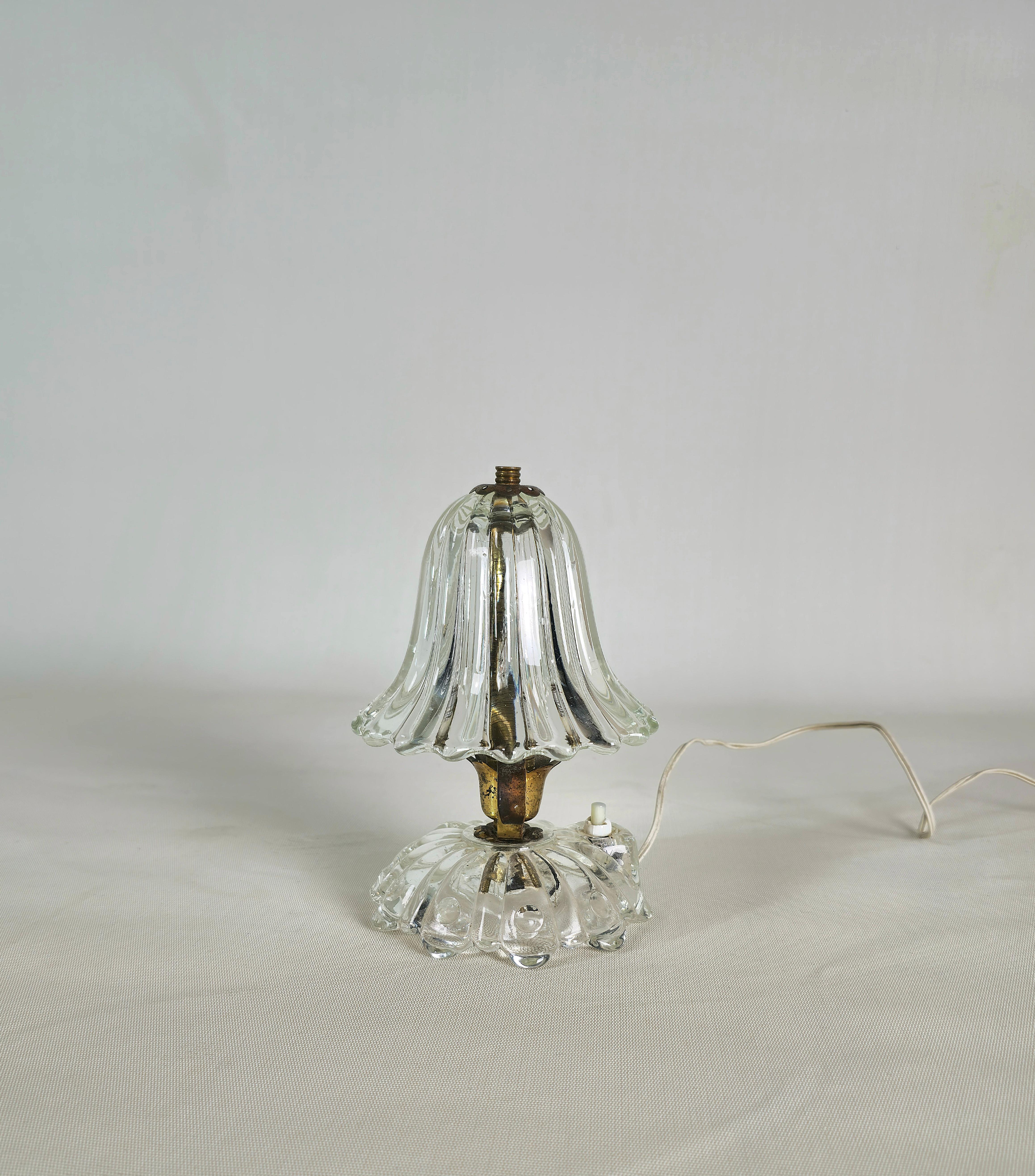 Laiton  Lampe de table Murano Glass Brass Barovier&Toso Midcentury Italian Design 1940s