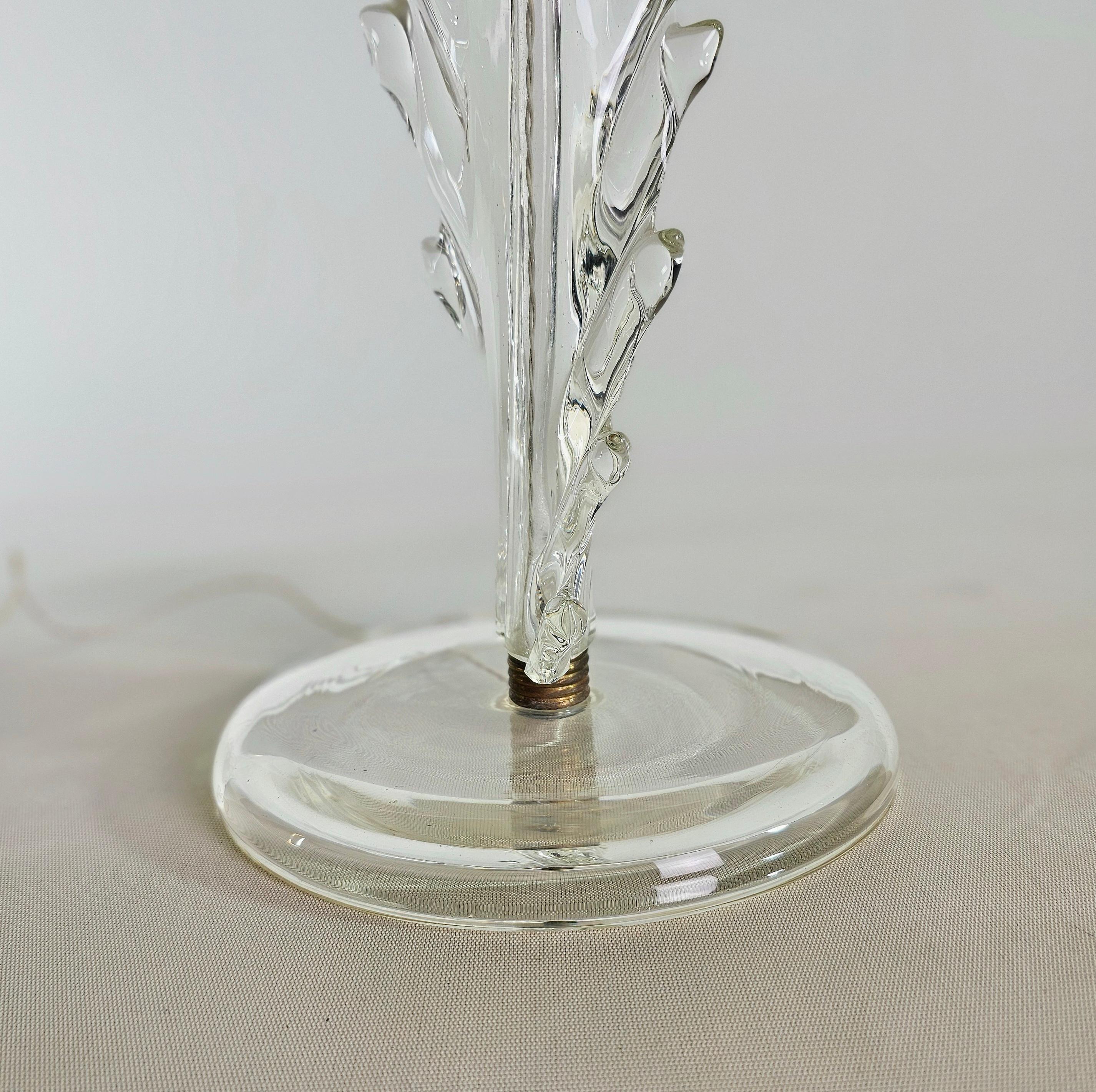 Table Lamp Murano Glass Brass Barovier&Toso Midcentury Italian Design 1940s For Sale 3