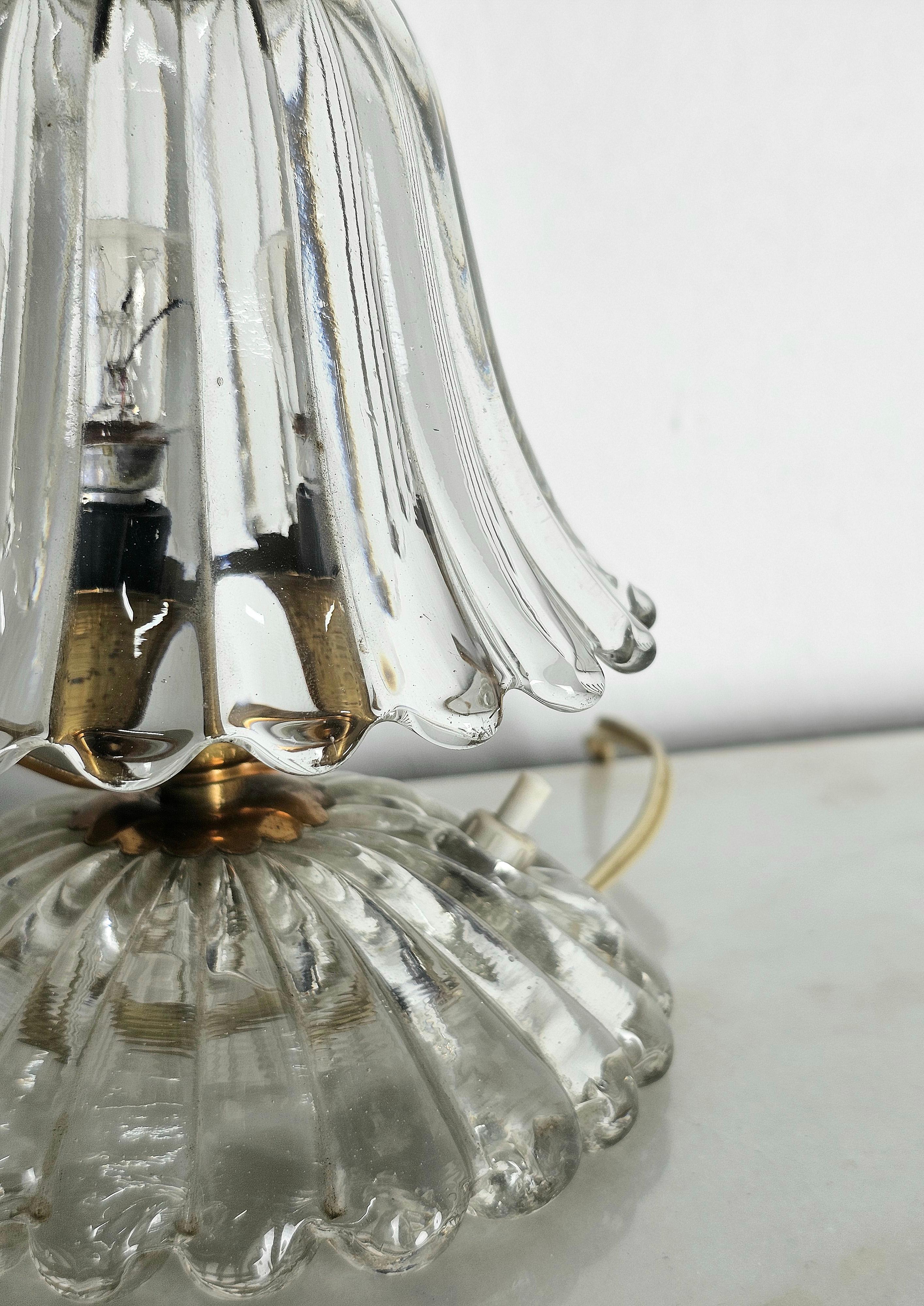 Italian Table Lamp Murano Glass Brass Barovier&Toso Midcentury Modern Italy 1940s For Sale