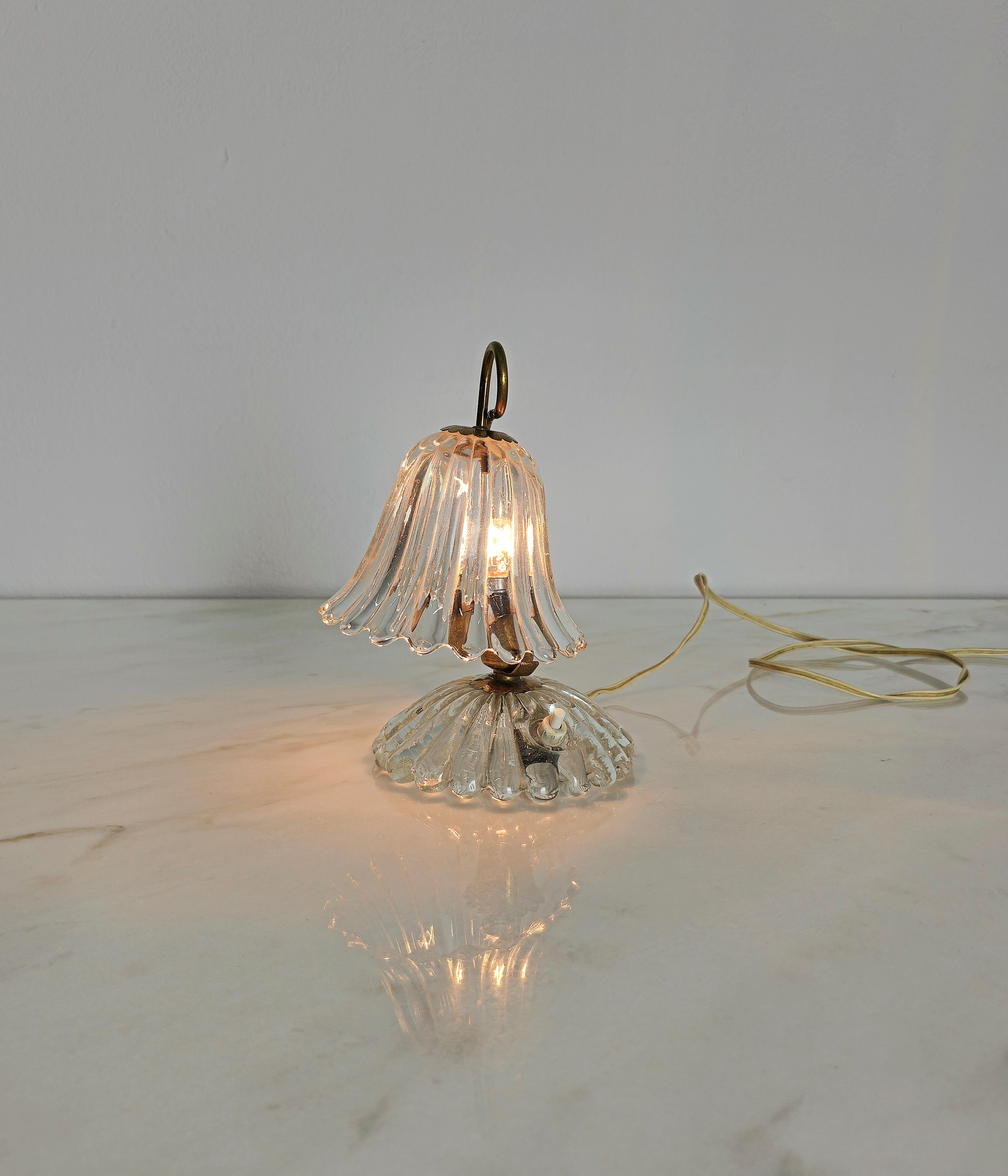 Lampe de bureau en verre de Murano et laiton Barovier&Toso, Italie, mi-siècle moderne, années 1940 Bon état - En vente à Palermo, IT