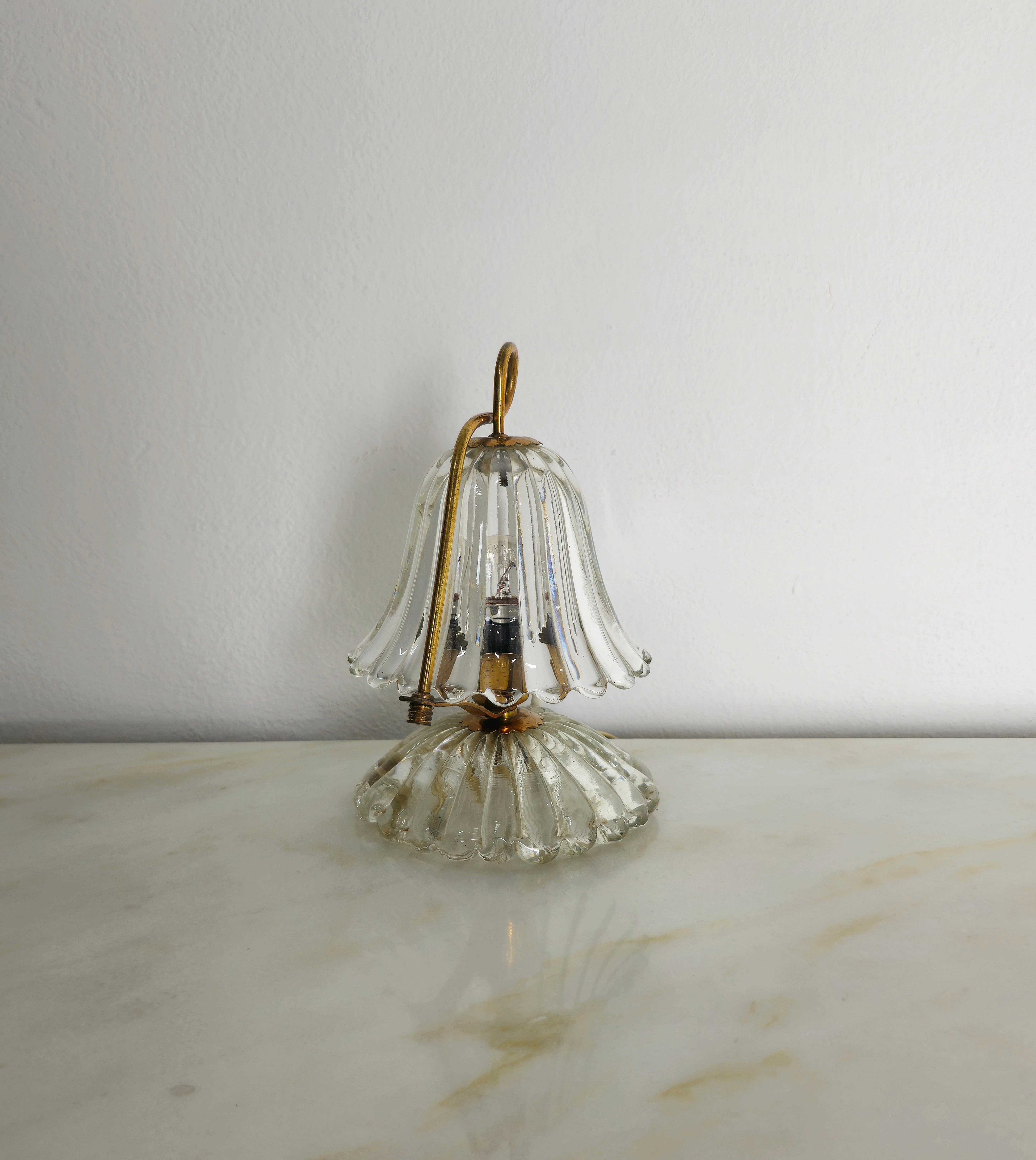 Table Lamp Murano Glass Brass Barovier&Toso Midcentury Modern Italy 1940s For Sale 2