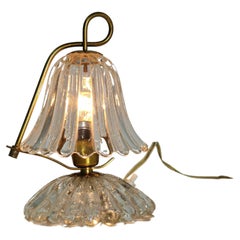 Table Lamp Murano Glass Brass Barovier&Toso Midcentury Modern Italy 1940s