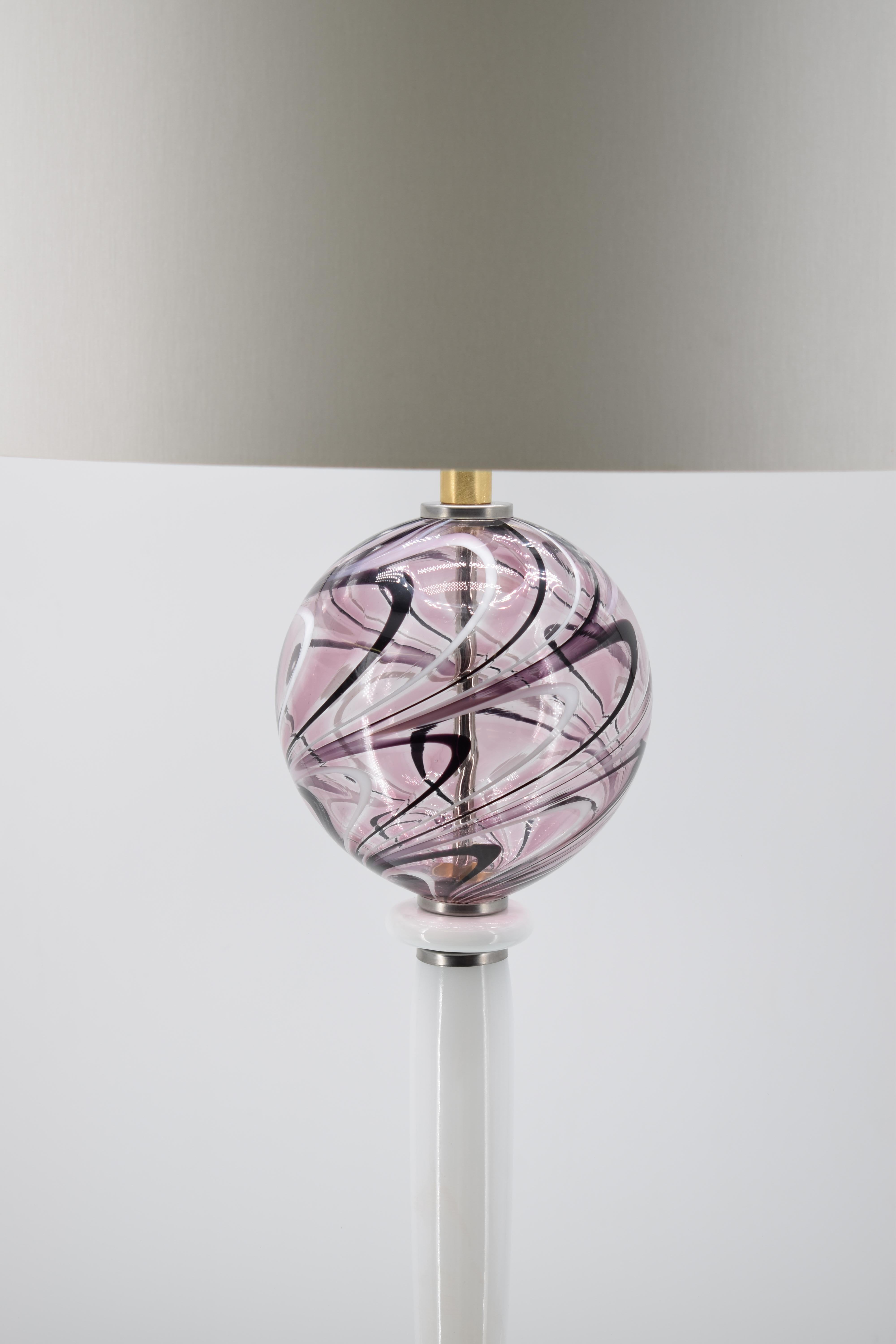 Italian Table Lamp Murano Glass, Burano Amethyst For Sale